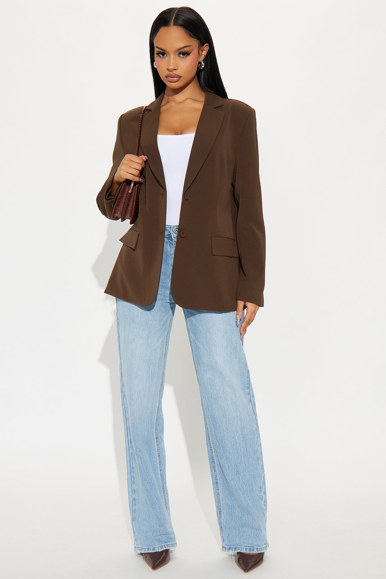 Run For Office Crepe Blazer - Brown