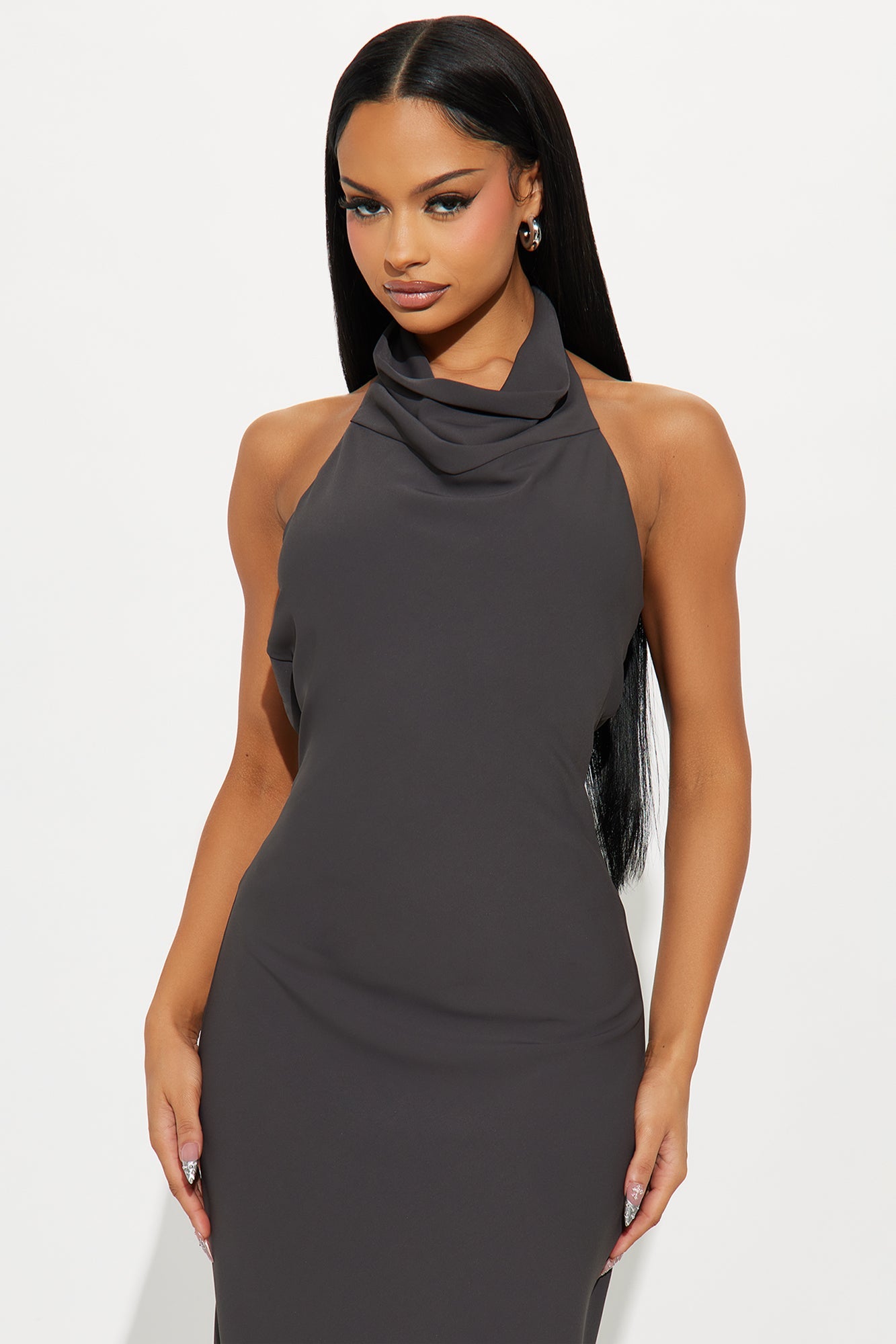 Truly Known Backless Maxi Dress - Grey