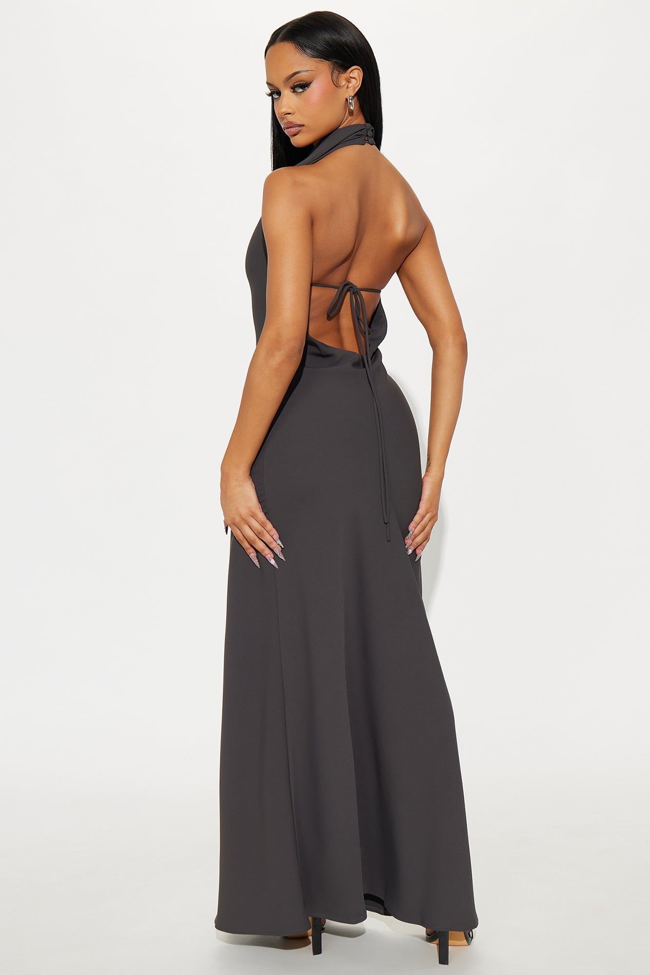 Truly Known Backless Maxi Dress - Grey