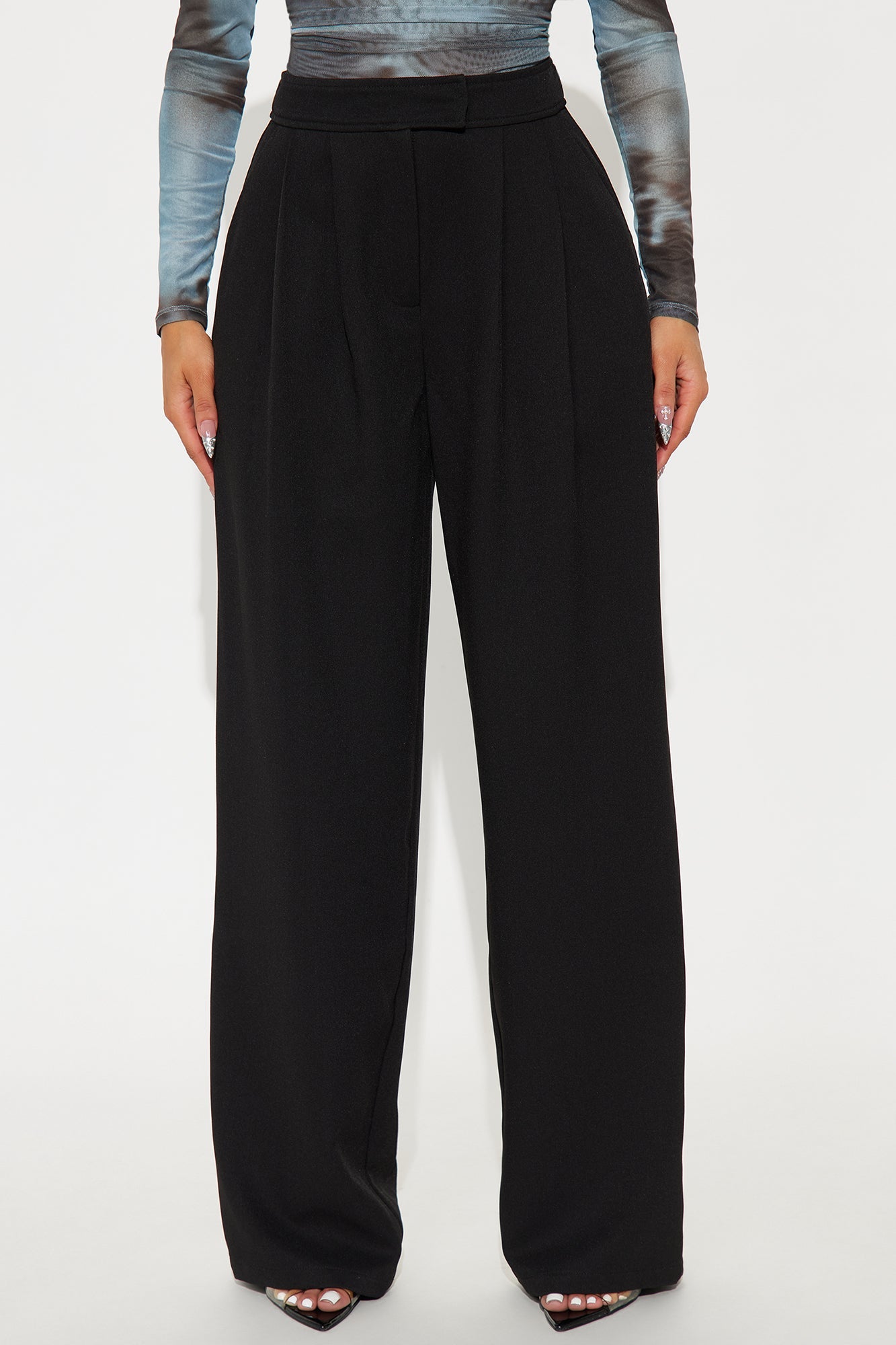 Submit On Time Wide Leg Trouser Pant 32″ - Black