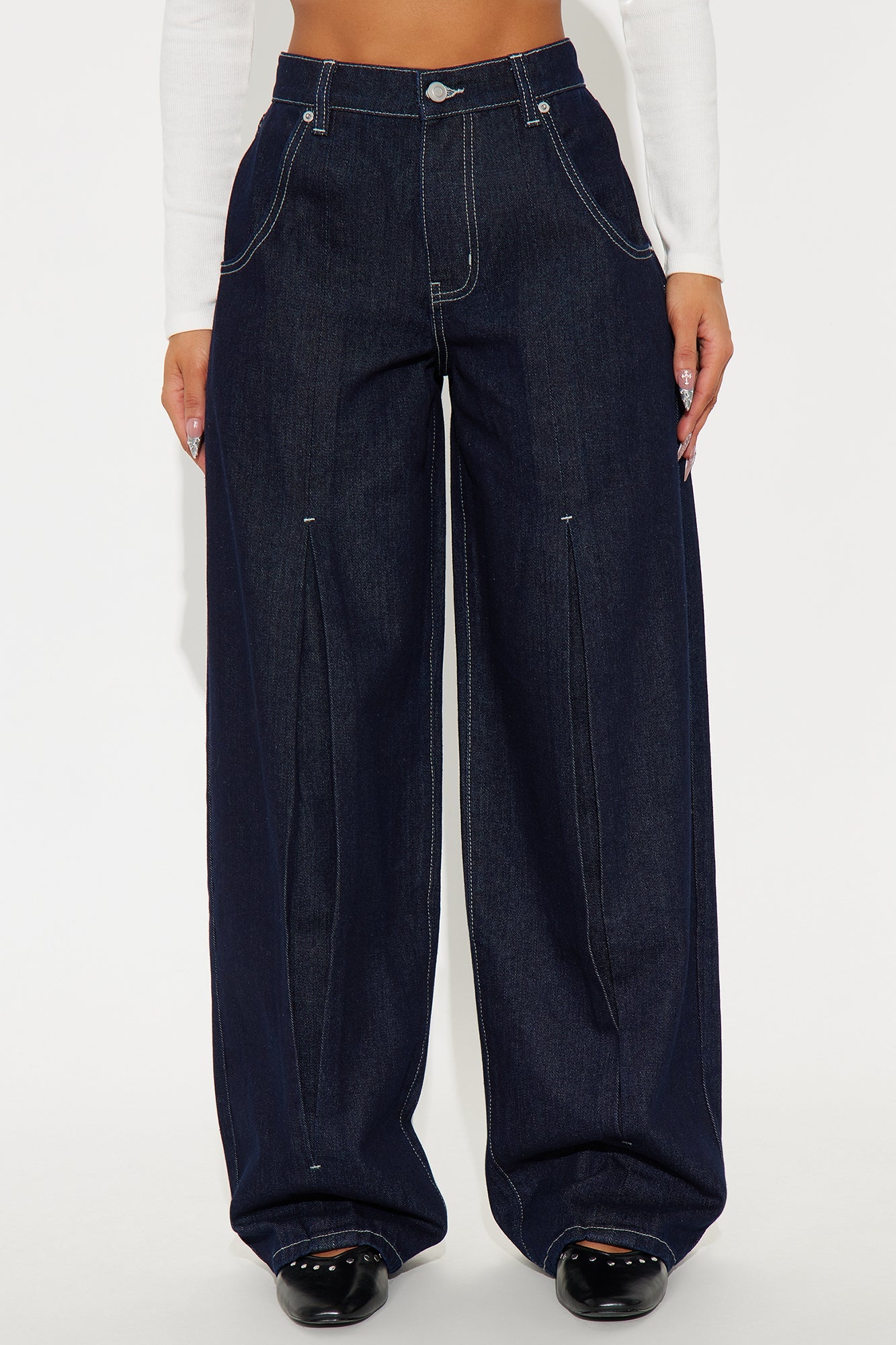 A Big Scene Wide Leg Jeans - Dark Denim