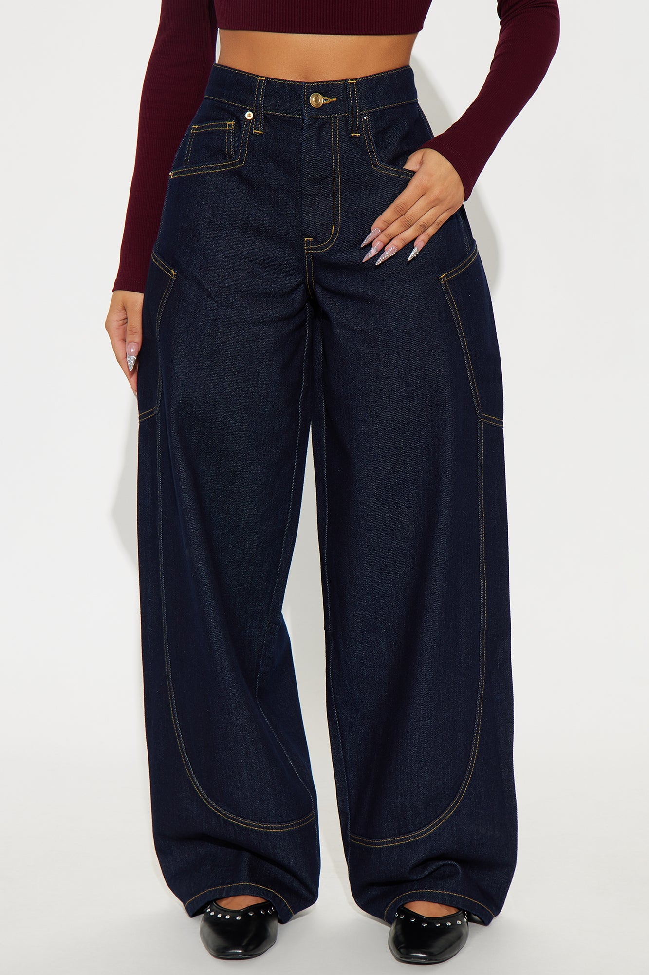 Make A Scene Wide Leg Jeans - Dark Denim