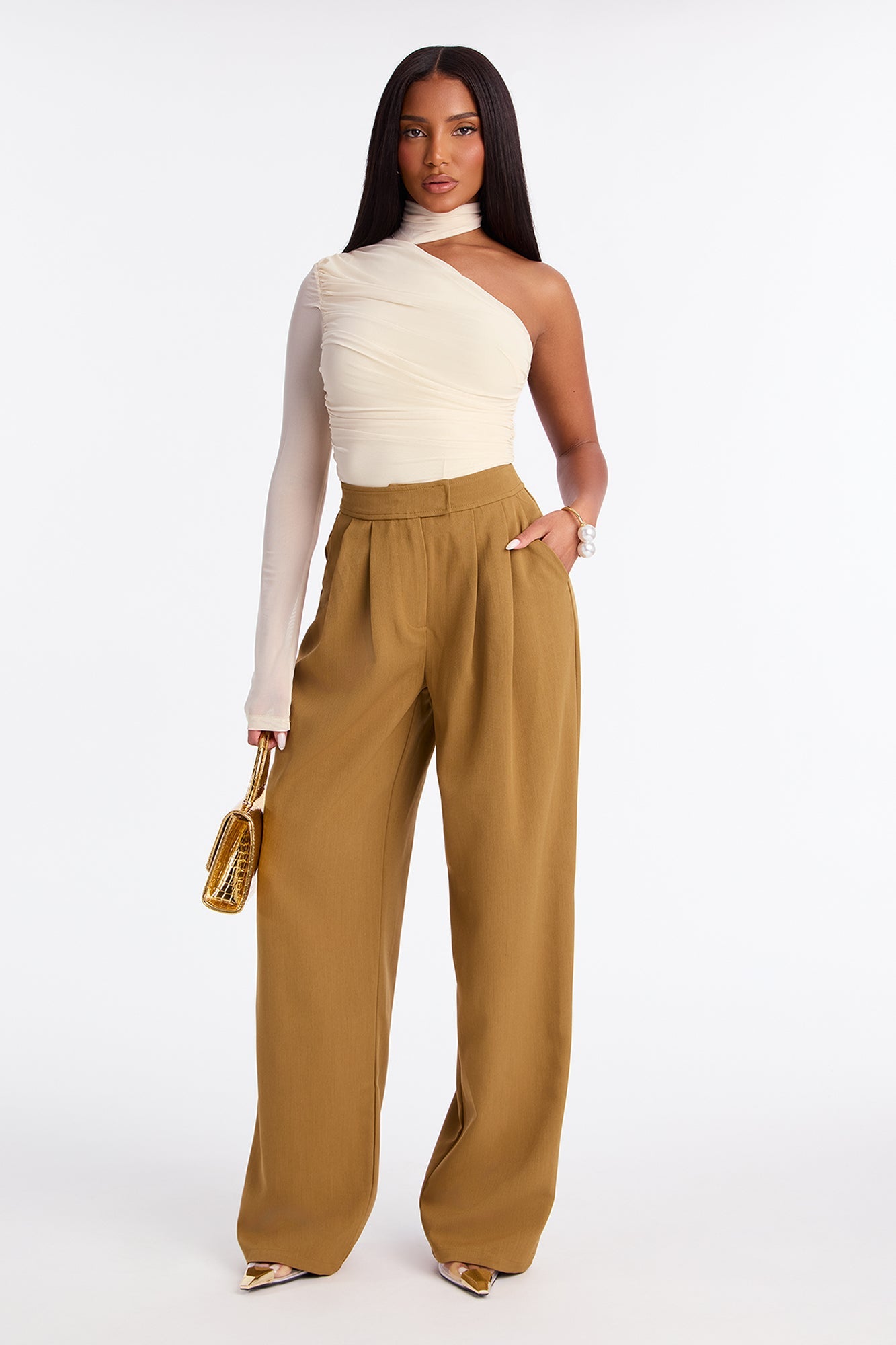 Submit On Time Wide Leg Trouser Pant 32″ - Mustard