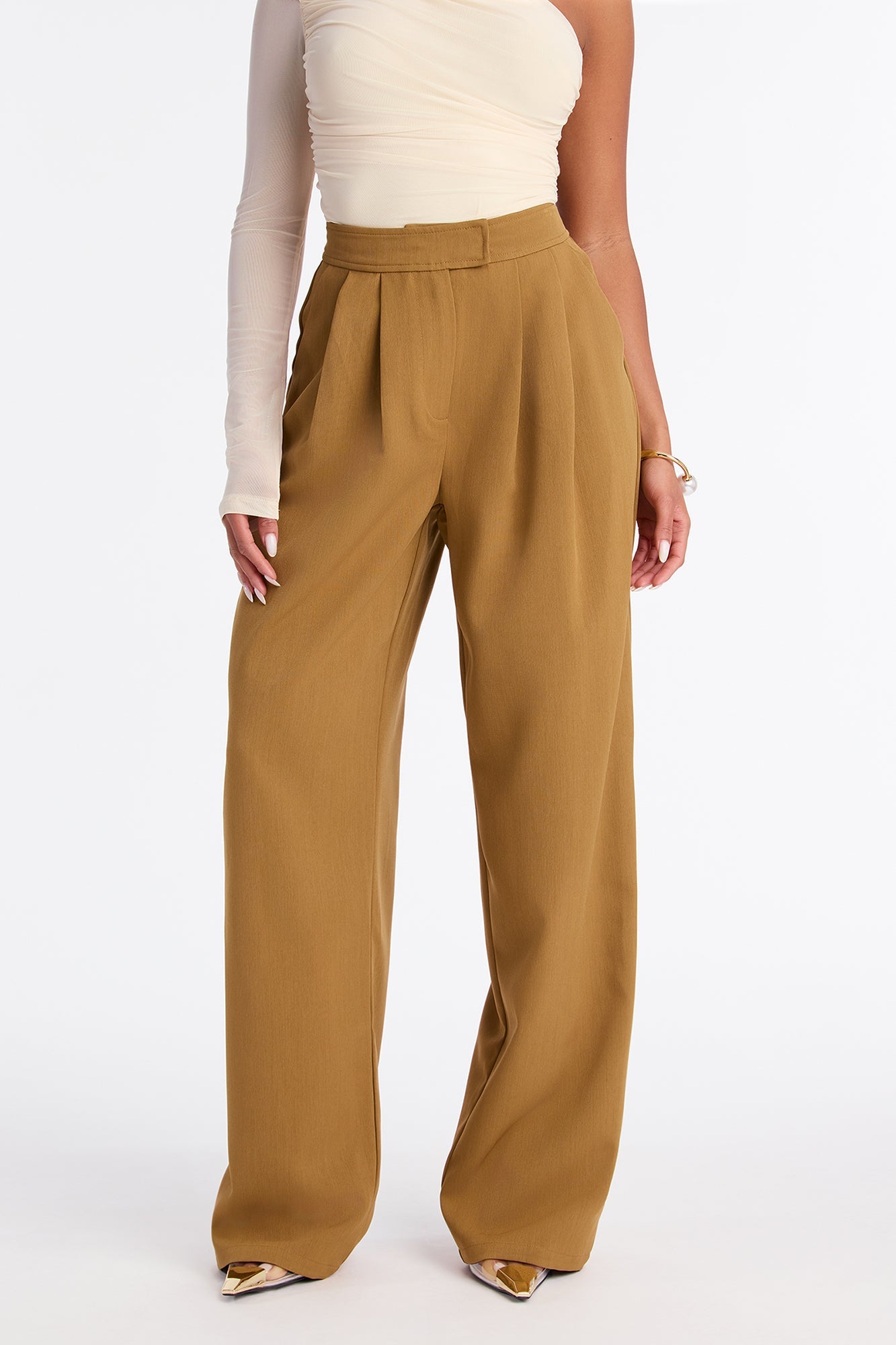 Submit On Time Wide Leg Trouser Pant 32″ - Mustard
