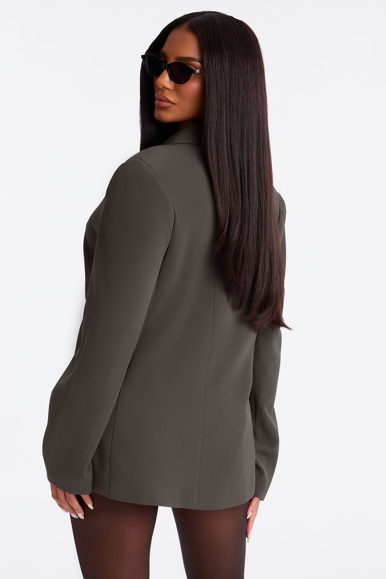 Run For Office Crepe Blazer - Charcoal