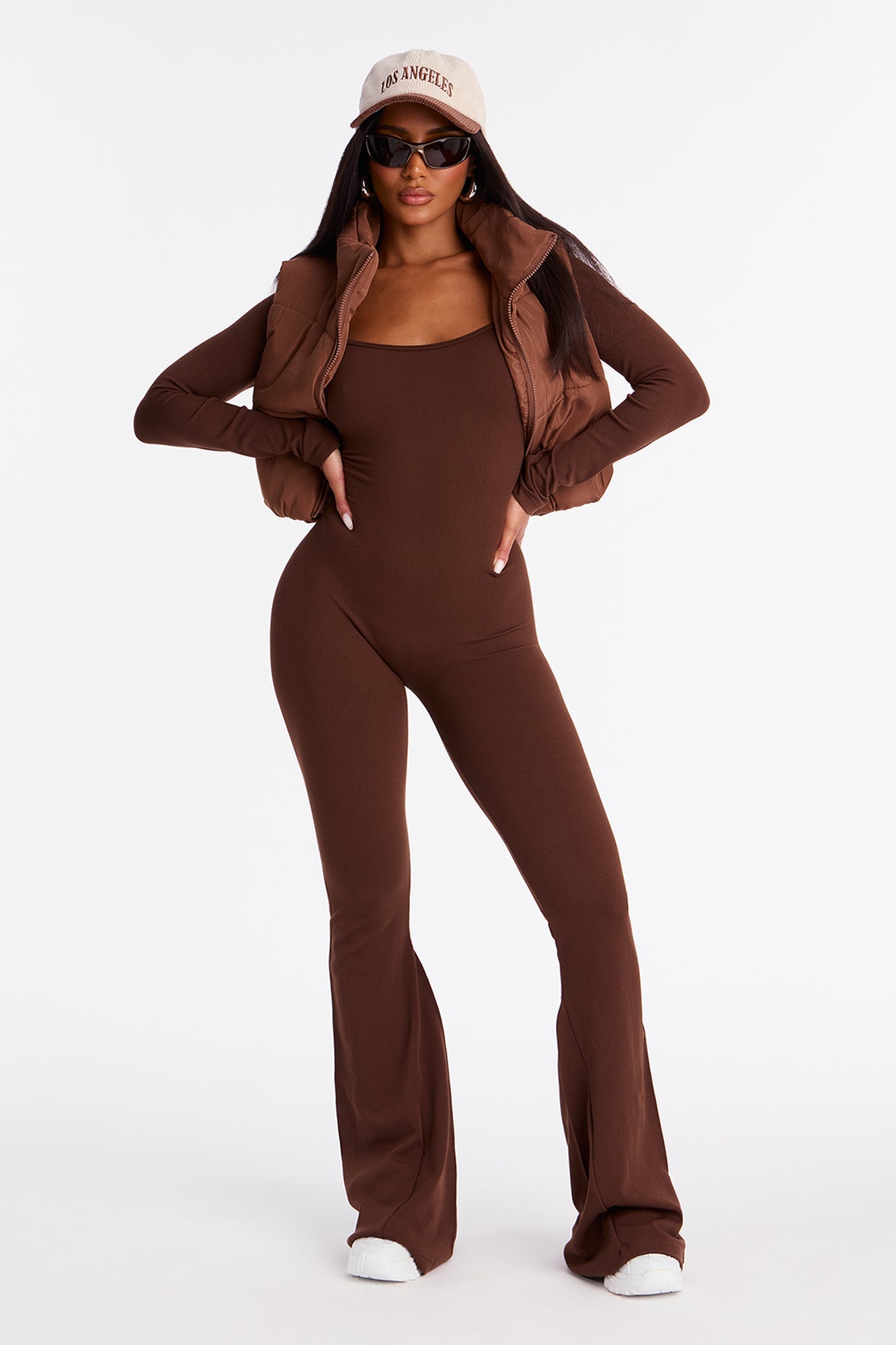 Come With Me Seamless Flare Jumpsuit - Chocolate