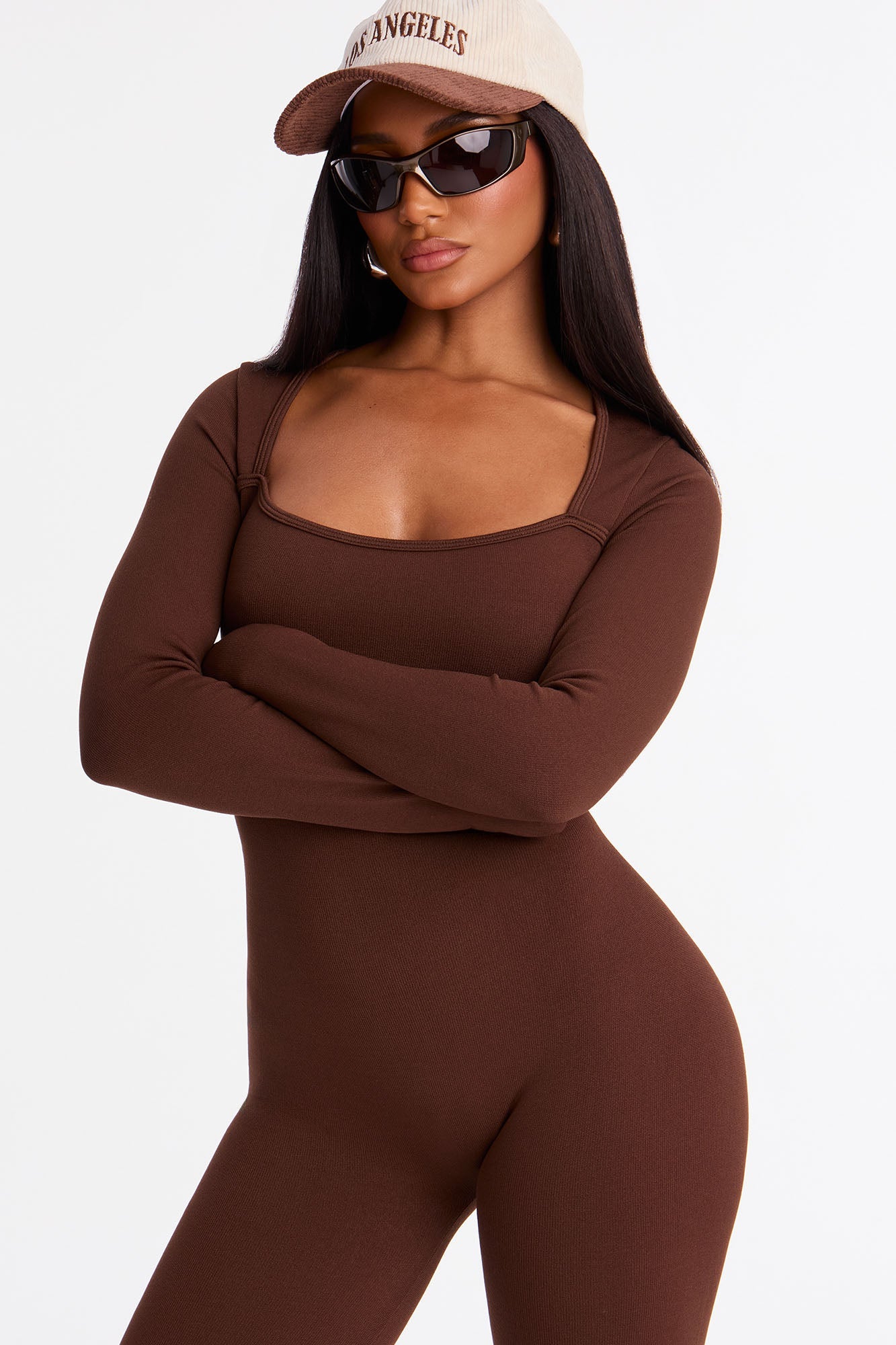 Come With Me Seamless Flare Jumpsuit - Chocolate
