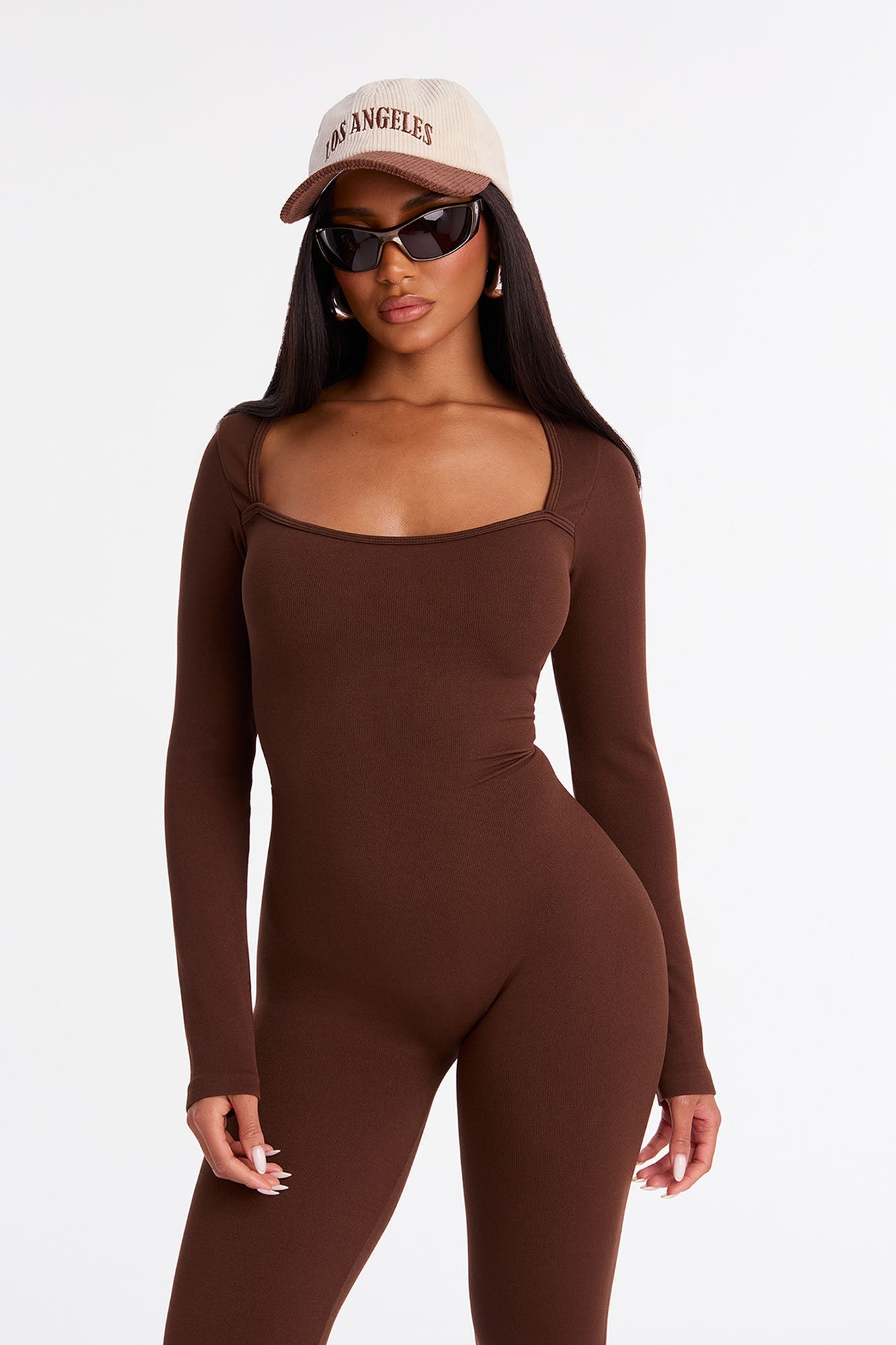 Come With Me Seamless Flare Jumpsuit - Chocolate