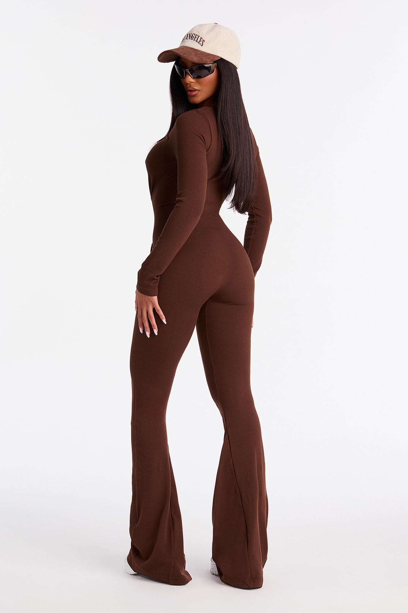 Come With Me Seamless Flare Jumpsuit - Chocolate