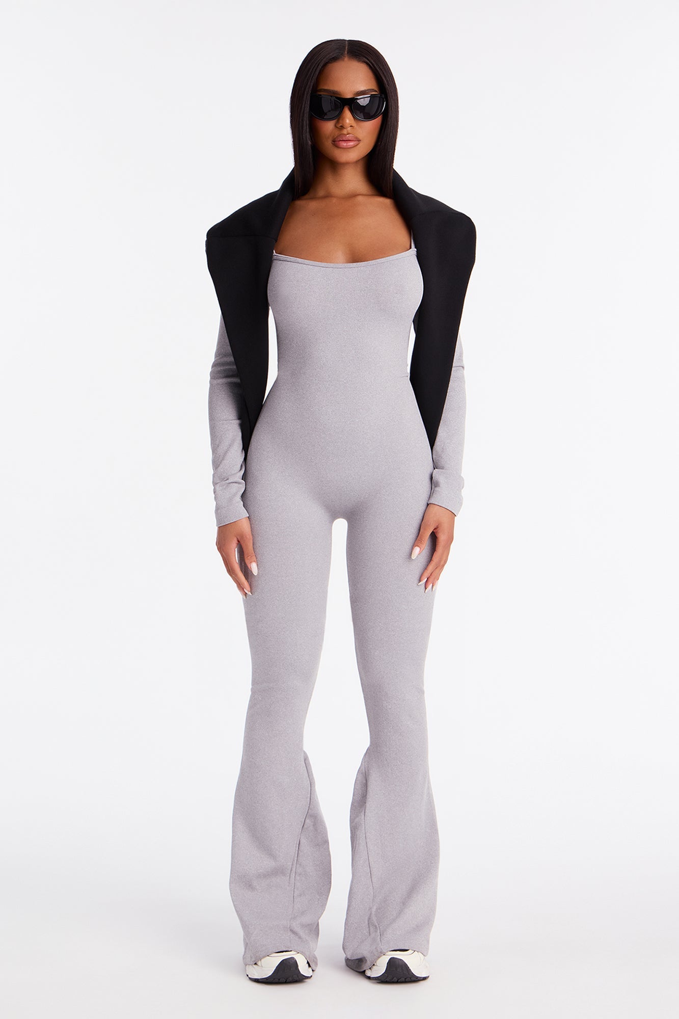 Come With Me Seamless Flare Jumpsuit - Heather Grey
