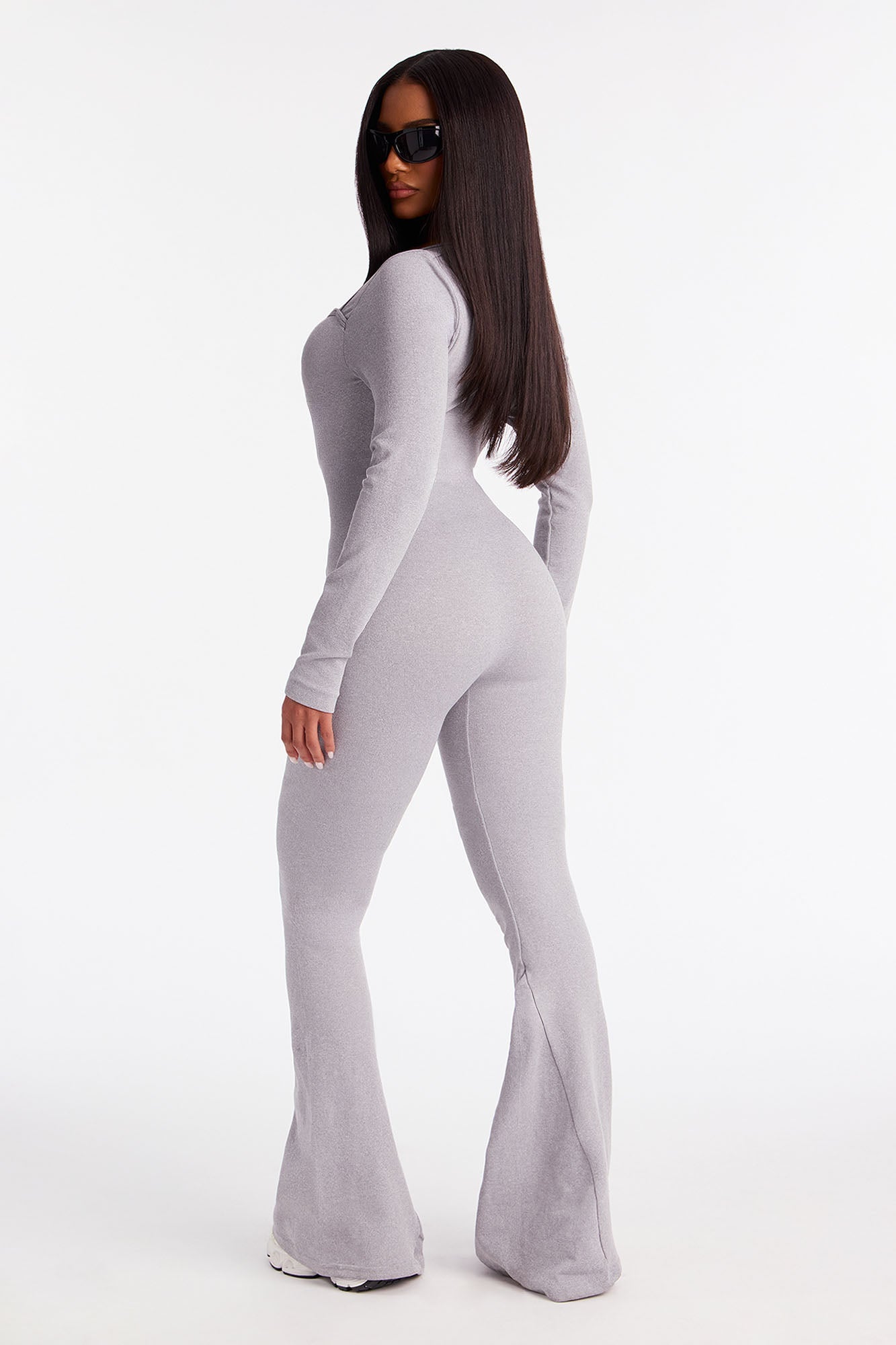 Come With Me Seamless Flare Jumpsuit - Heather Grey