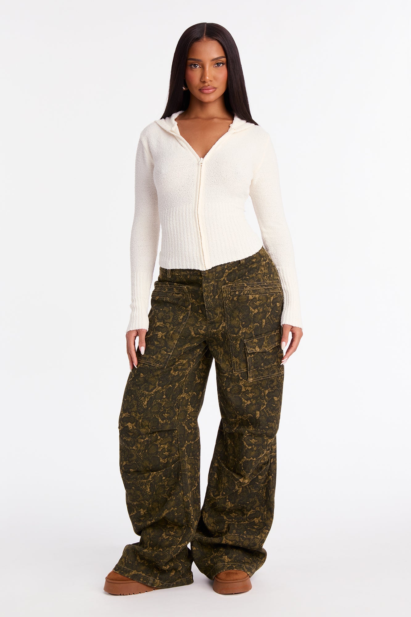 Pillow Talk Zip Front Ribbed Cardigan Sweater - Ivory