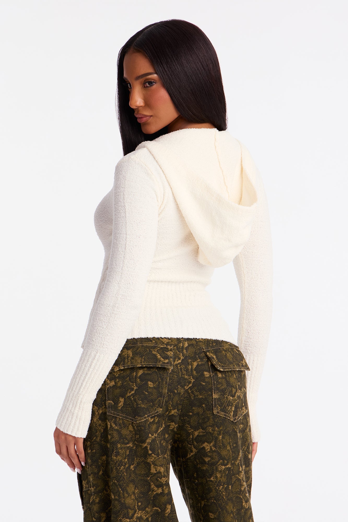 Pillow Talk Zip Front Ribbed Cardigan Sweater - Ivory