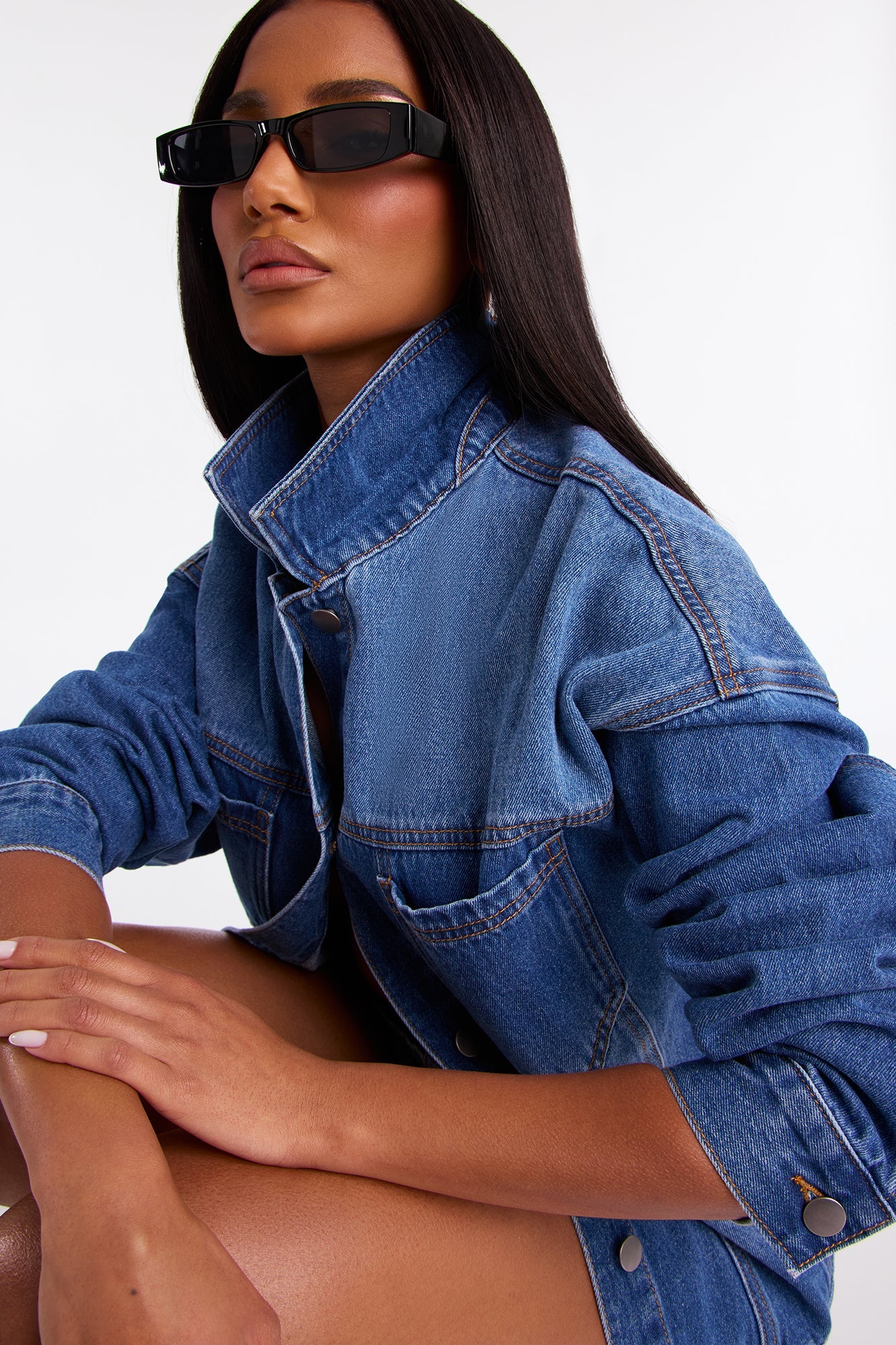 Work Is Done Denim Swing Jacket - Medium Wash