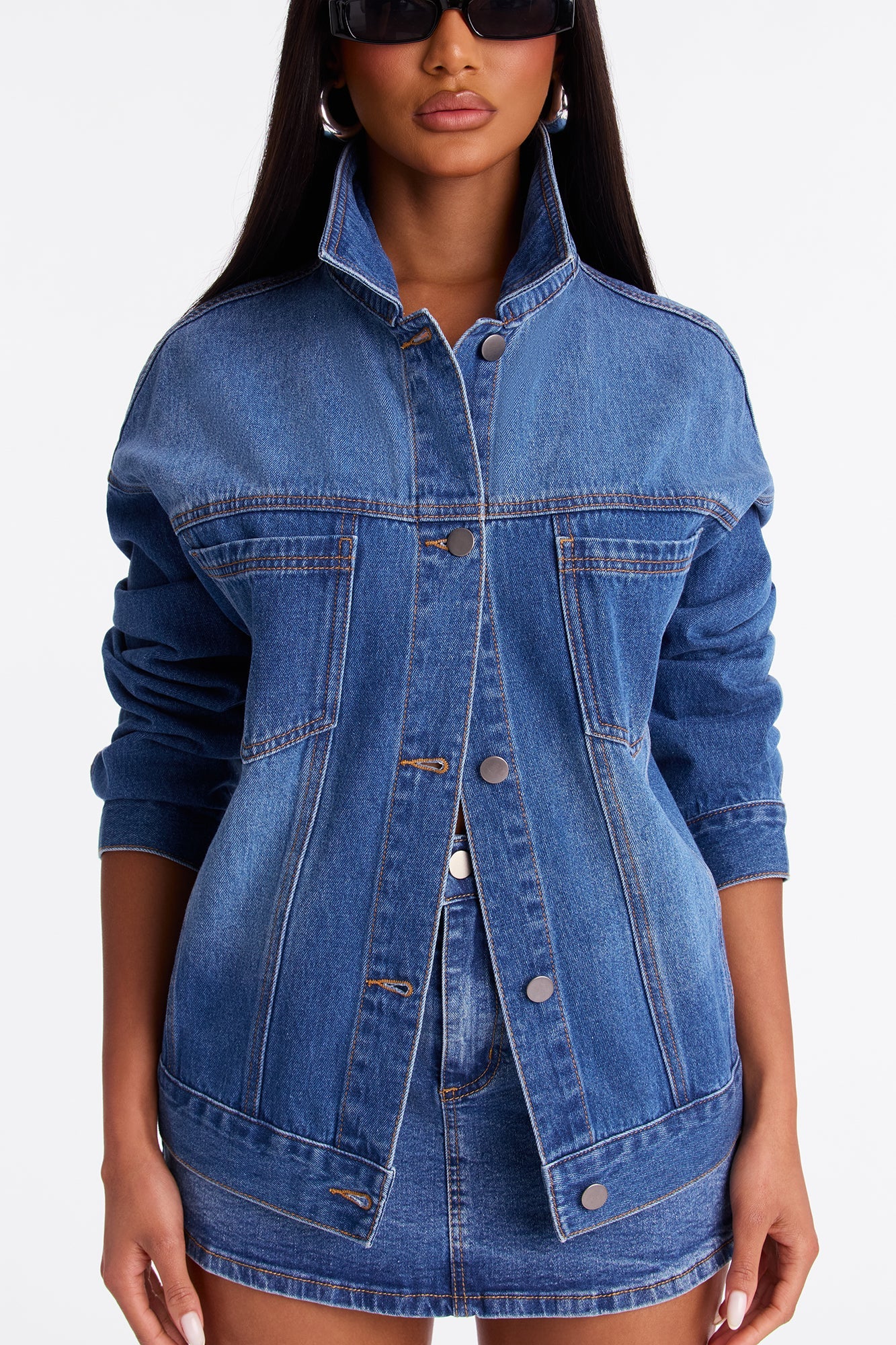 Work Is Done Denim Swing Jacket - Medium Wash