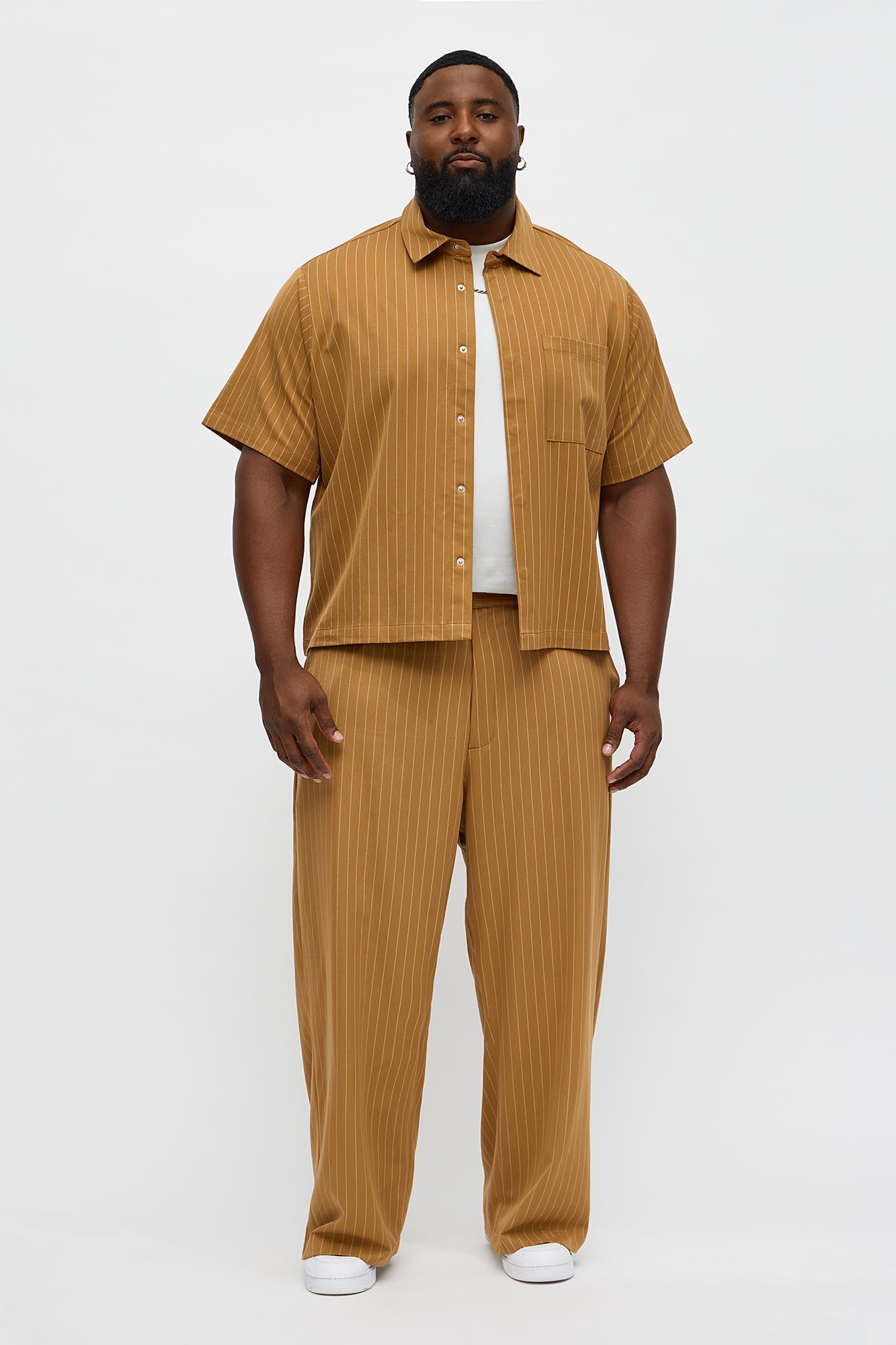 Wide Leg Straight Striped Trouser - Yellow