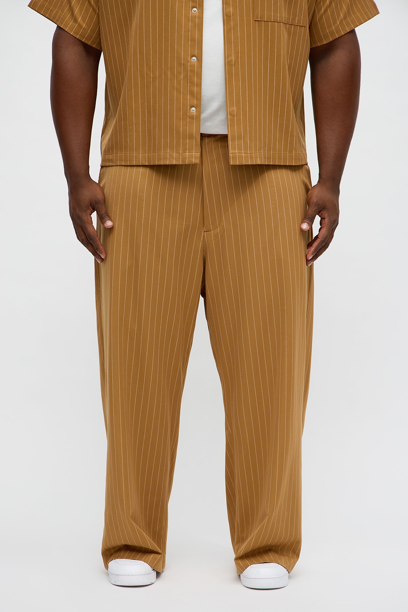 Wide Leg Straight Striped Trouser - Yellow