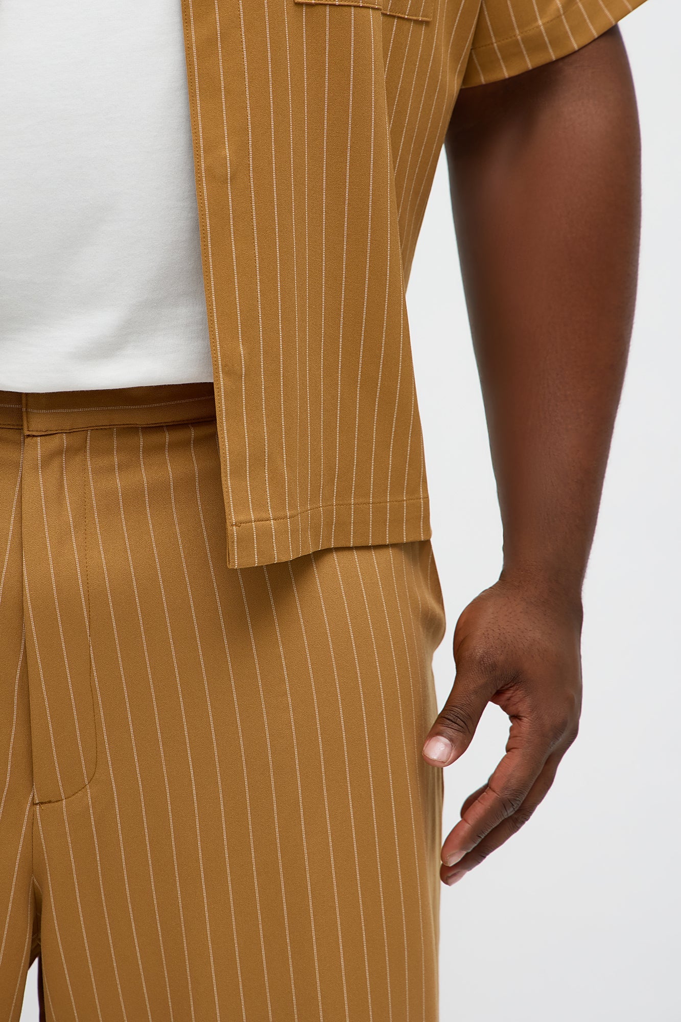 Wide Leg Straight Striped Trouser - Yellow