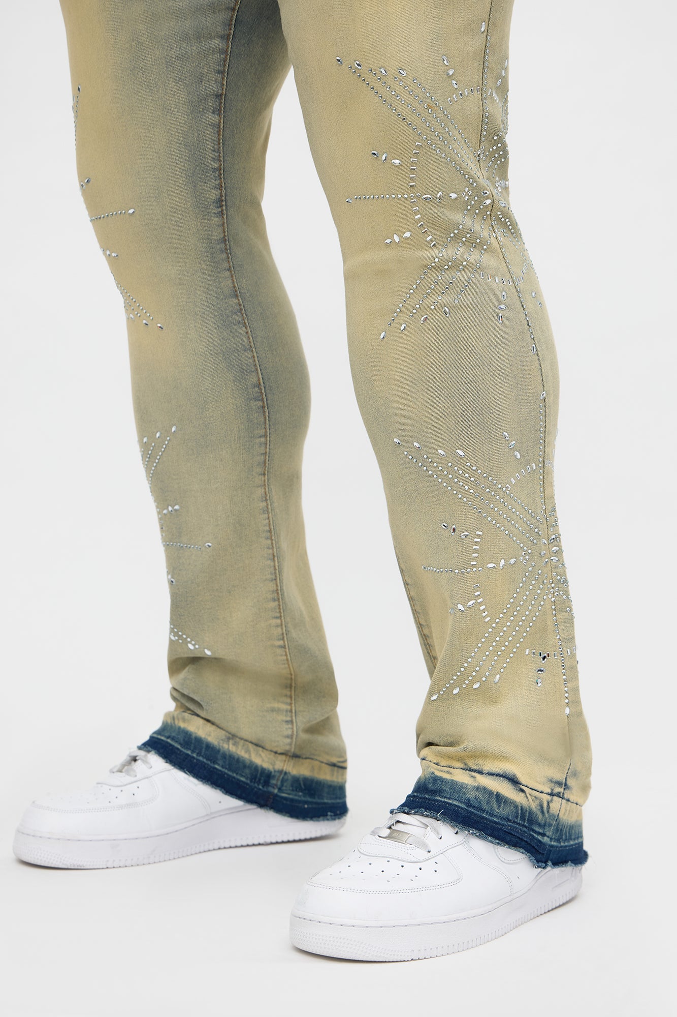 Stacked Skinny Flare Within Star Jeweled Jean - Vintage Wash