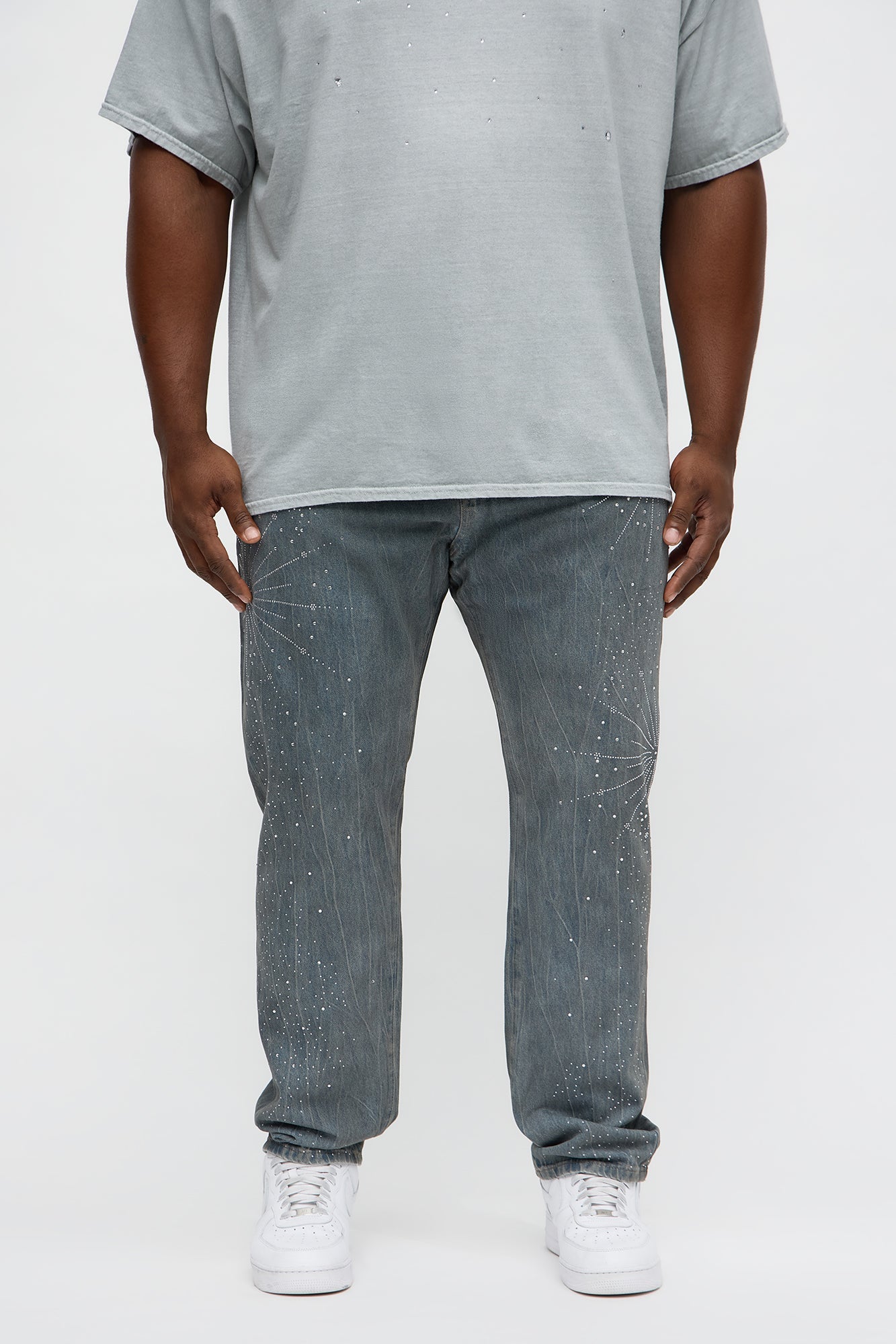 Slim Shining Star Rhinestoned Jean - Vintage Blue Wash