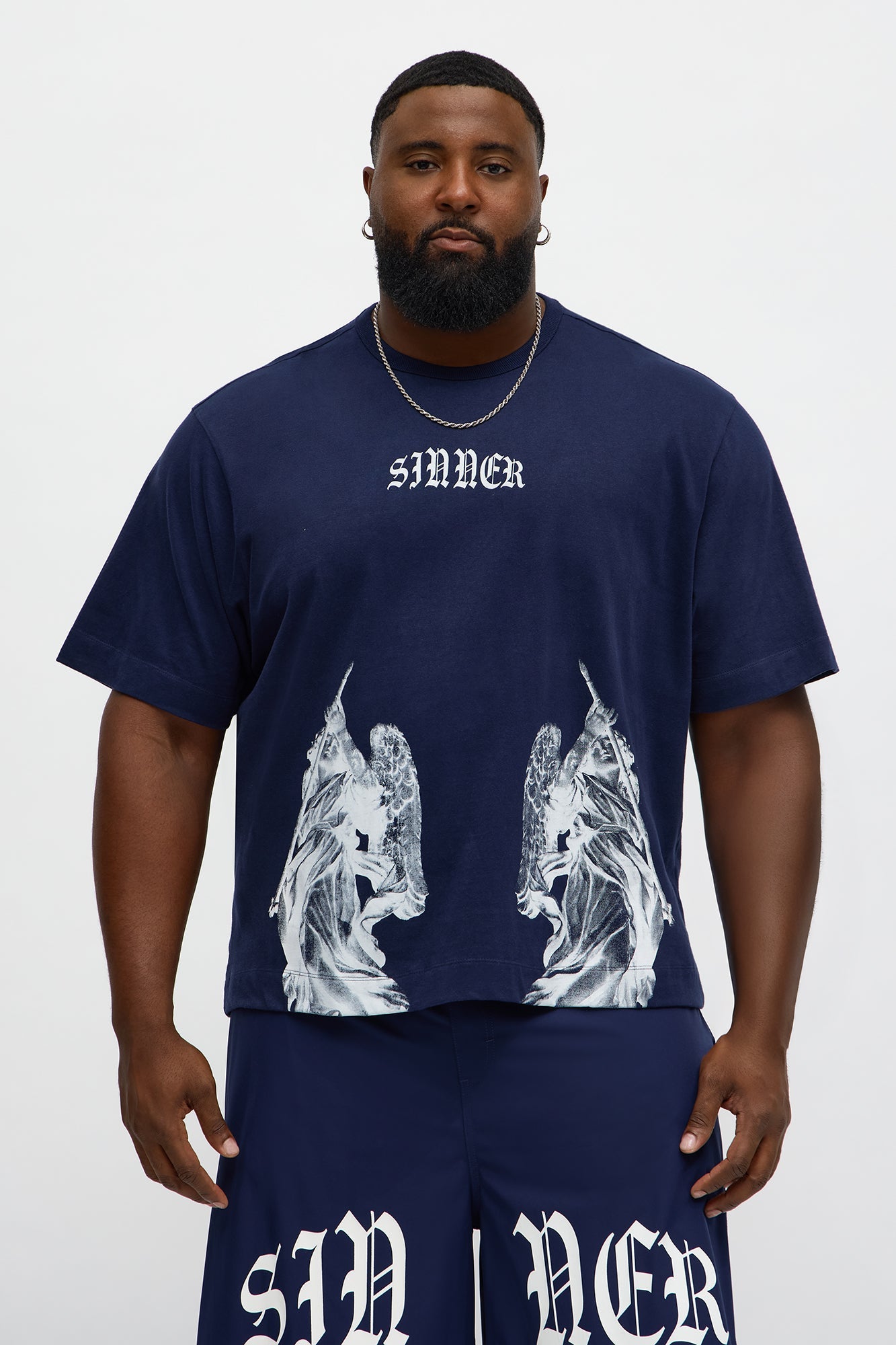 Sinner Front Back Tee - Navy