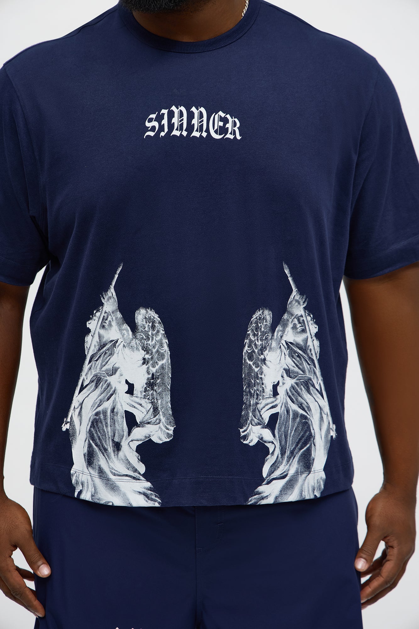 Sinner Front Back Tee - Navy
