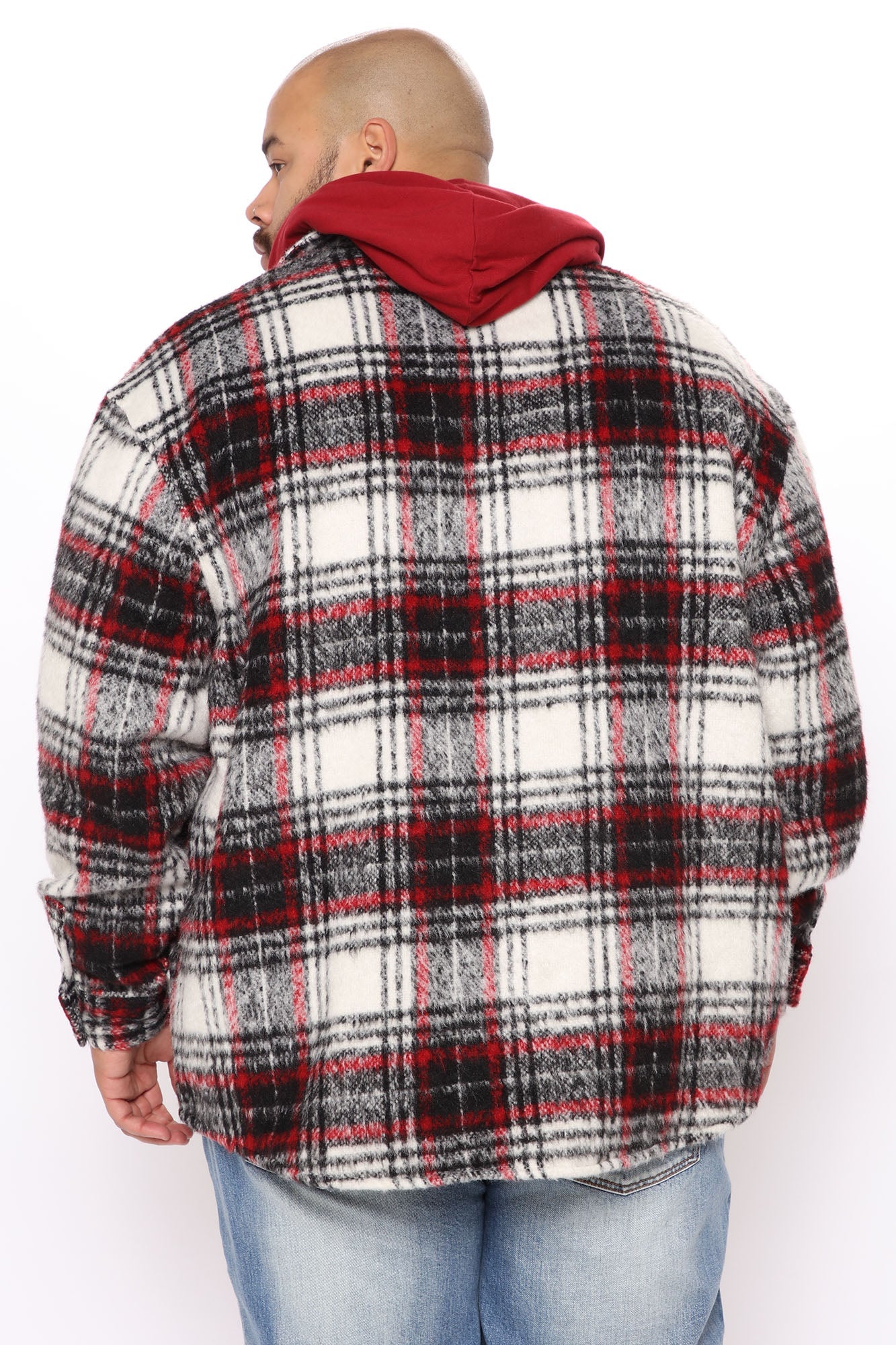 Move Up Plaid Shacket - Red/combo