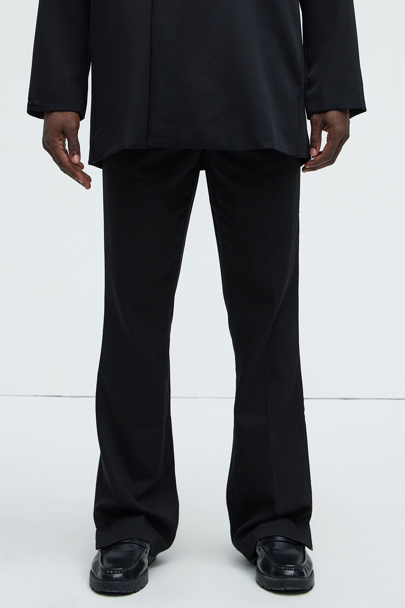 Don't Believe You Gabardine Slim Flare Slit Trouser - Black