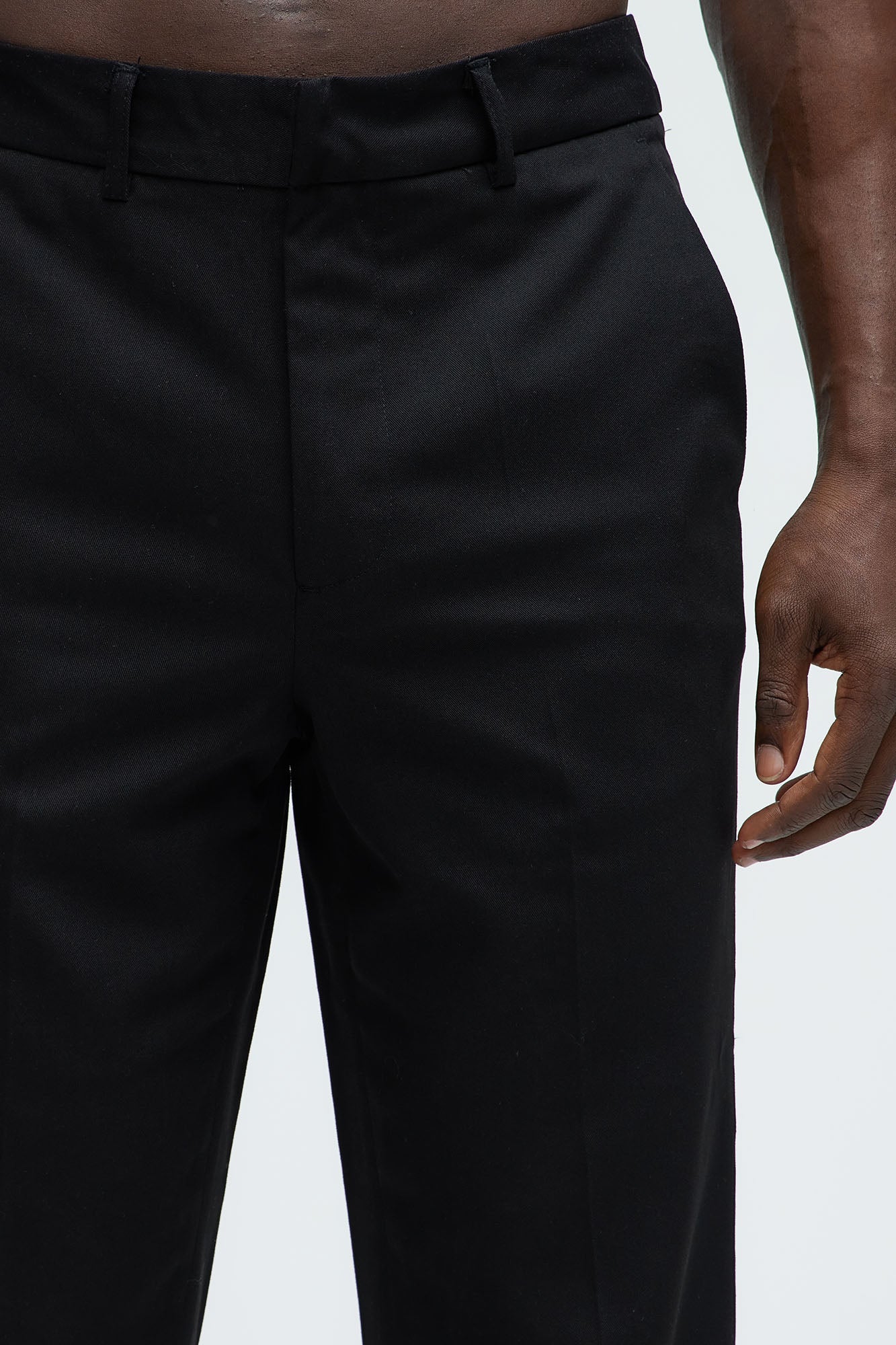 Don't Believe You Gabardine Slim Flare Slit Trouser - Black