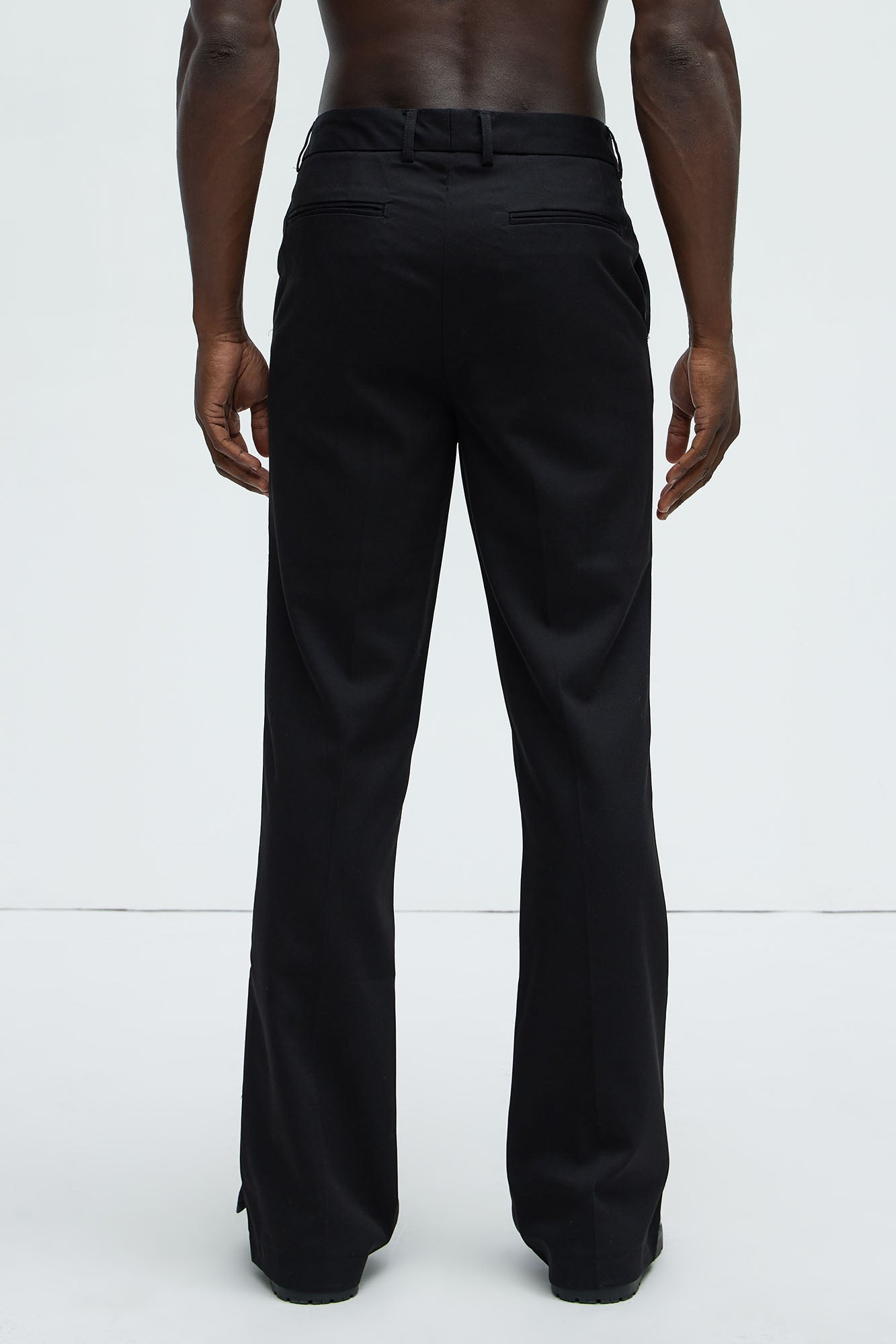 Don't Believe You Gabardine Slim Flare Slit Trouser - Black