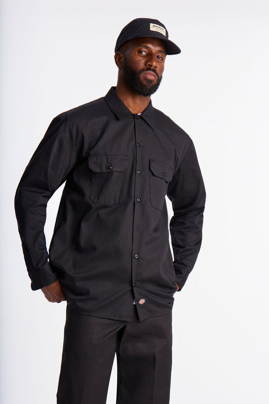Dickies Twill Long Sleeve Work Shirt - Black