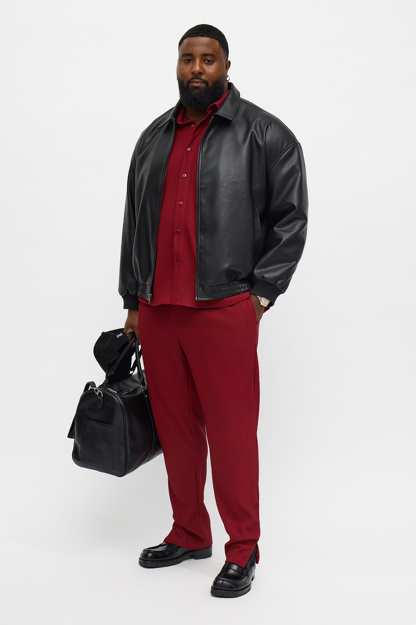 Show Up Slim Slit Pants - Burgundy