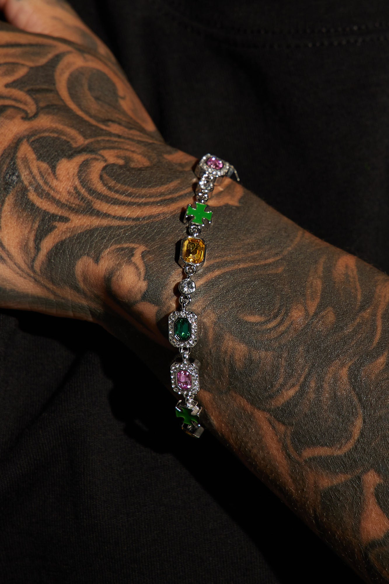 Cross Mixed Colors Bracelet - Silver