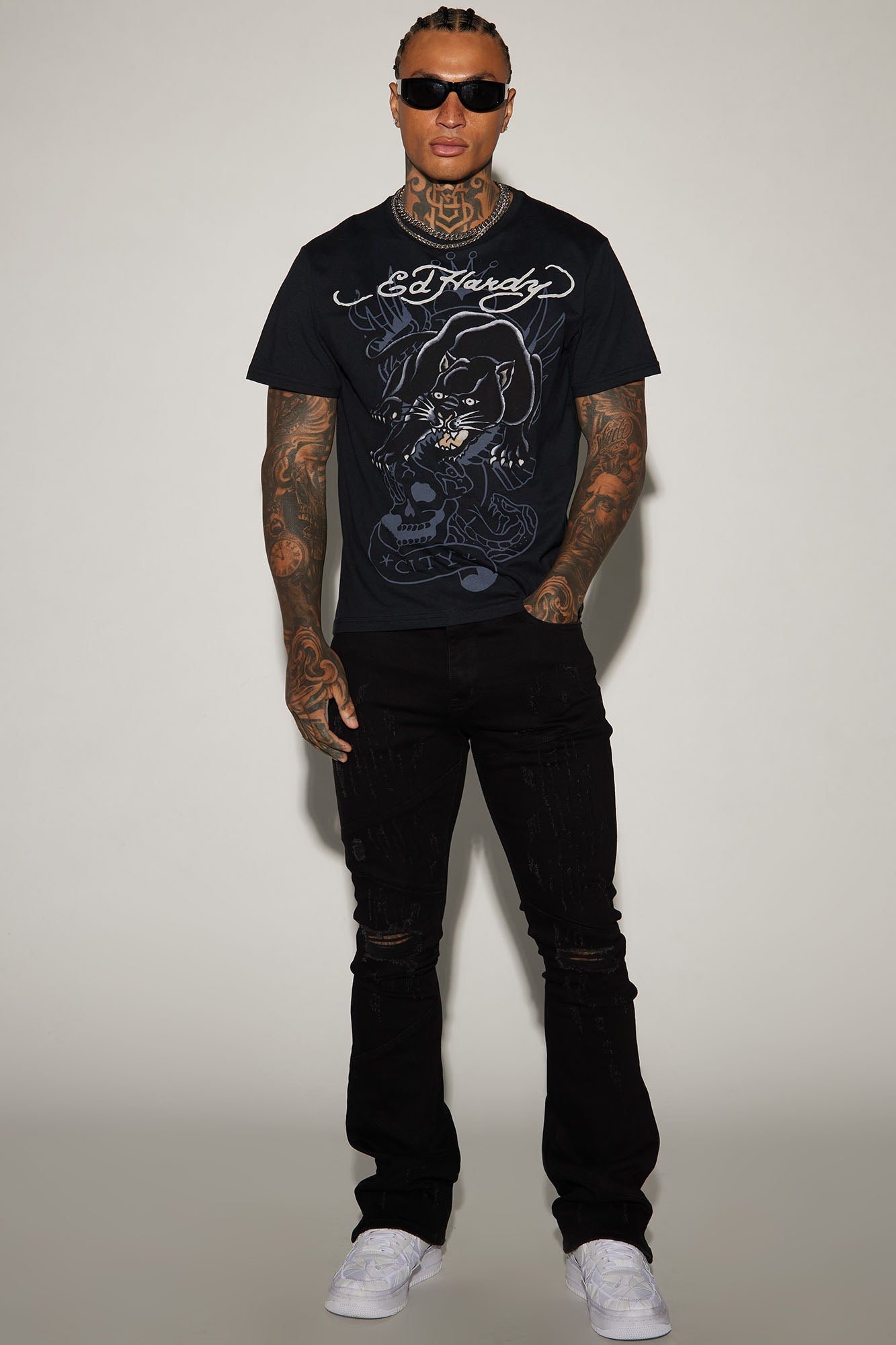 Ed Hardy Crouching Panther Short Sleeve Tee - Black