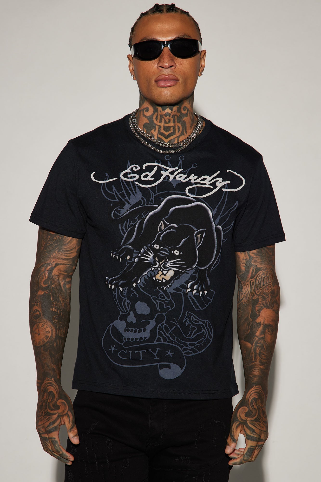 Ed Hardy Crouching Panther Short Sleeve Tee - Black