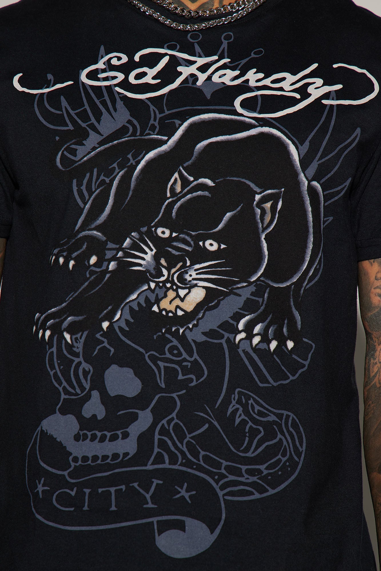 Ed Hardy Crouching Panther Short Sleeve Tee - Black
