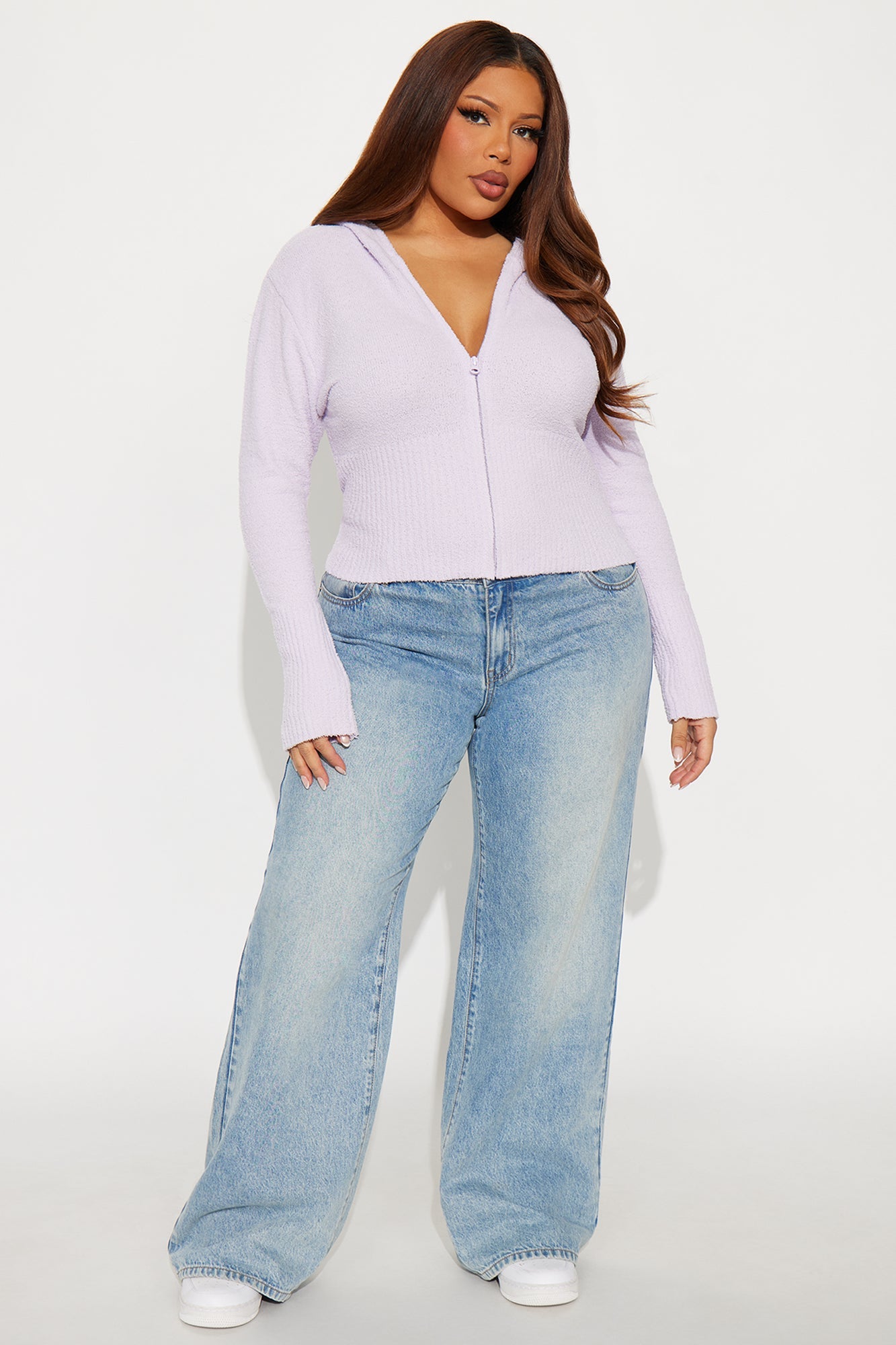 Pillow Talk Zip Front Ribbed Cardigan Sweater - Lavender