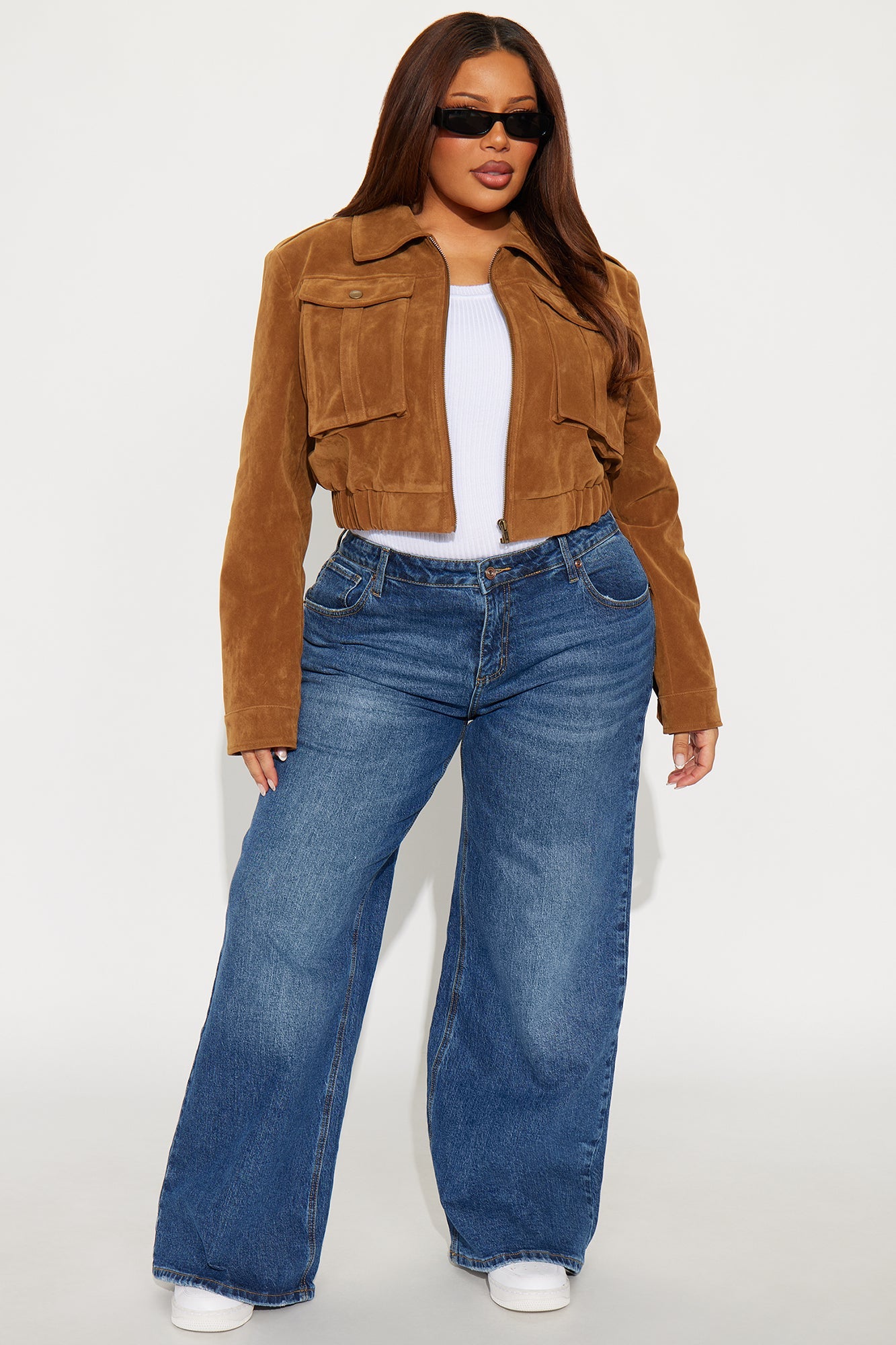Have To Getaway Cropped Faux Suede Jacket - Camel