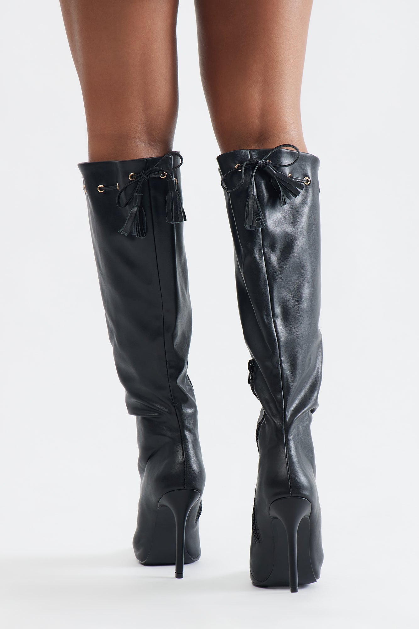 Alton Tassel Stiletto Boots - Black