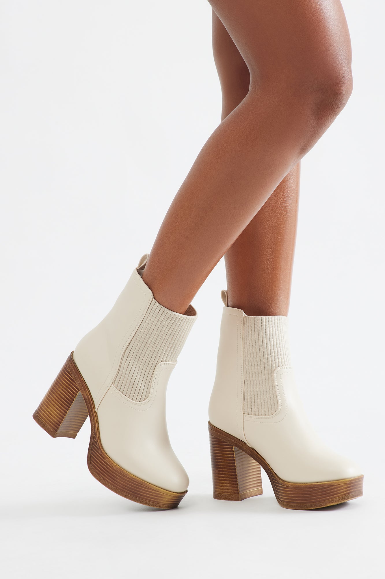 Bradford Platform Ankle Booties - Ivory
