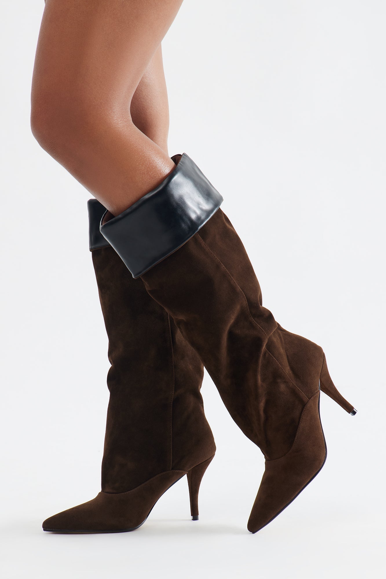 Seattle Ruched Knee High Boots - Chocolate