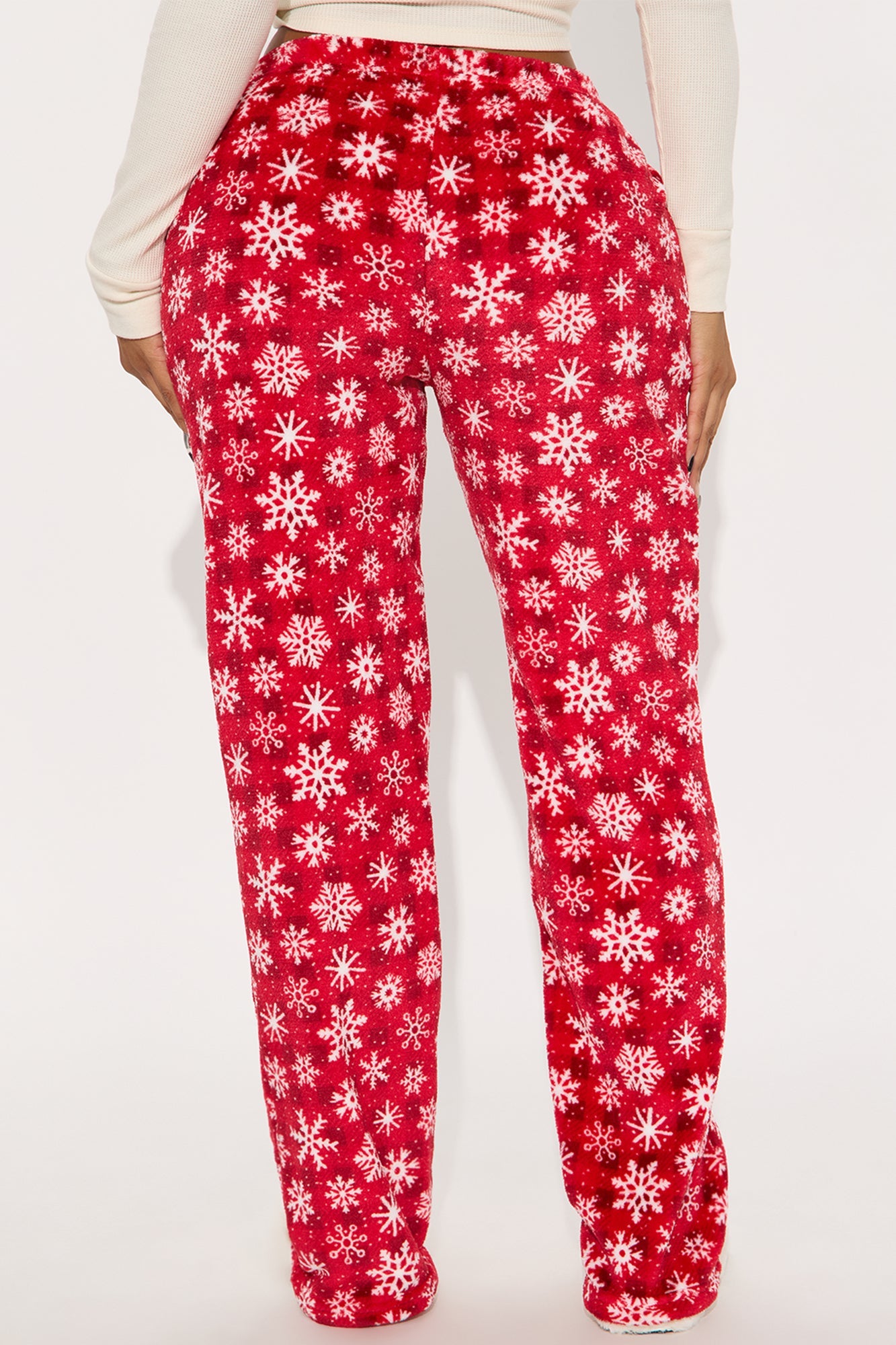 Winter Snowflakes Plush PJ Pants - Red/White