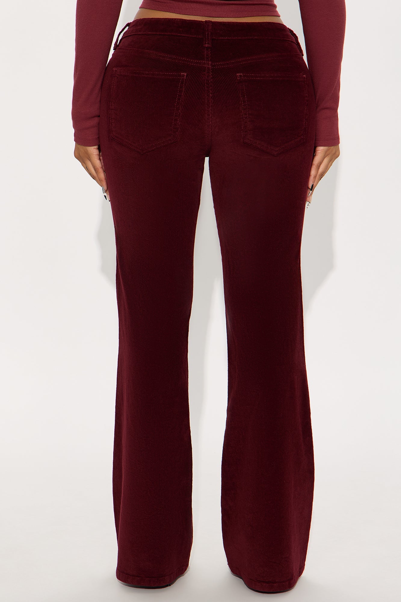 Try To Keep Up Corduroy Flare Pant 32″ - Burgundy