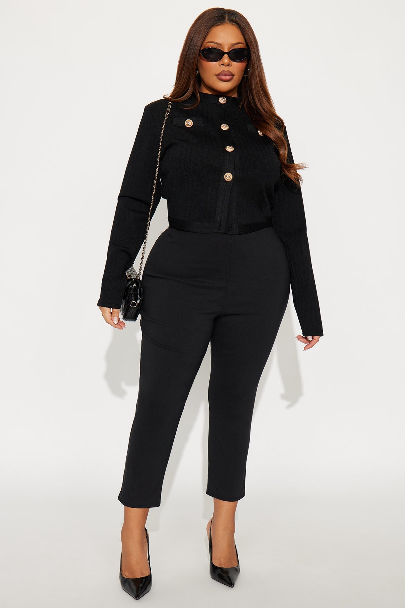 Patsy Button Up Bandage Top - Black