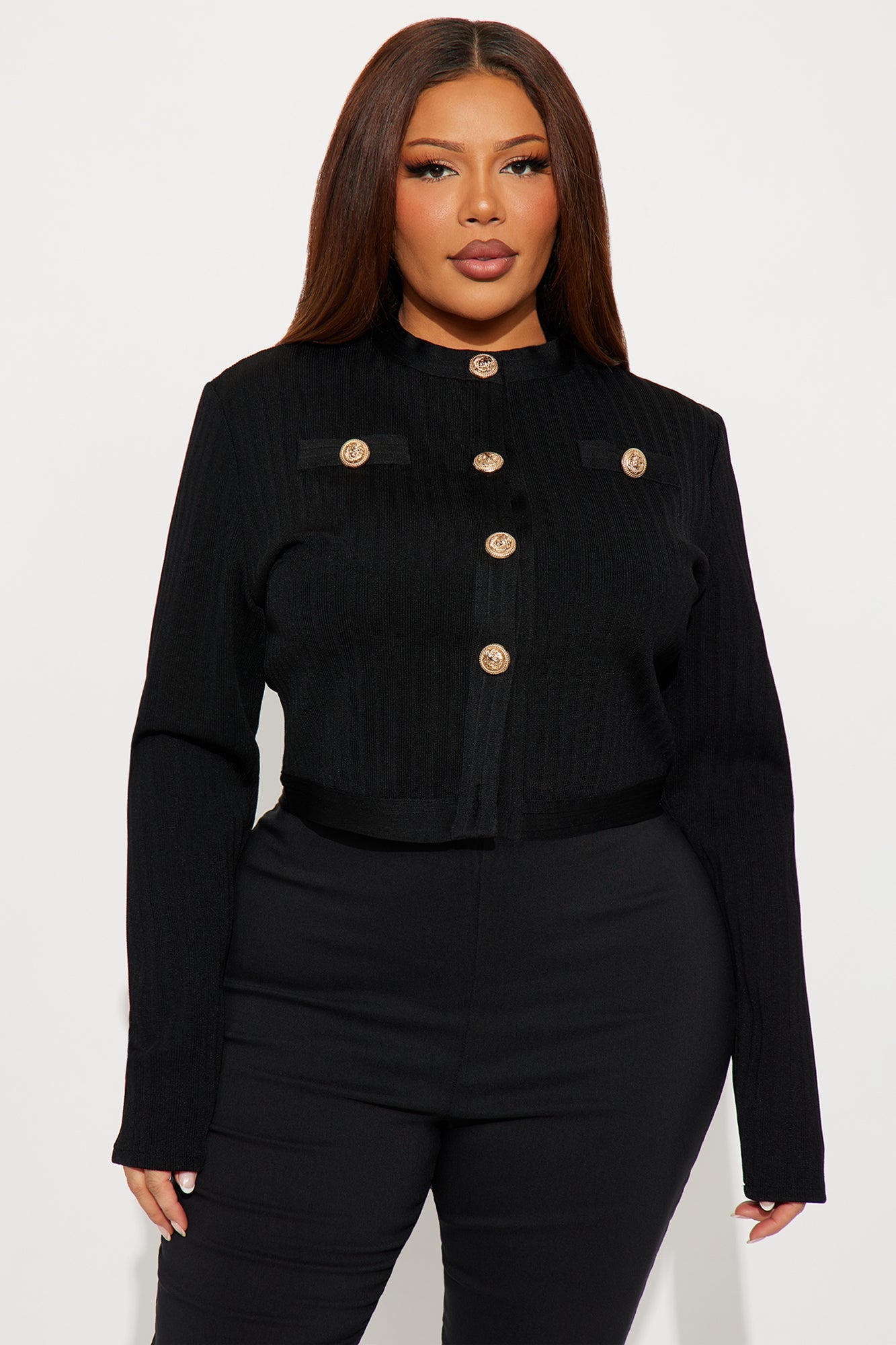 Patsy Button Up Bandage Top - Black