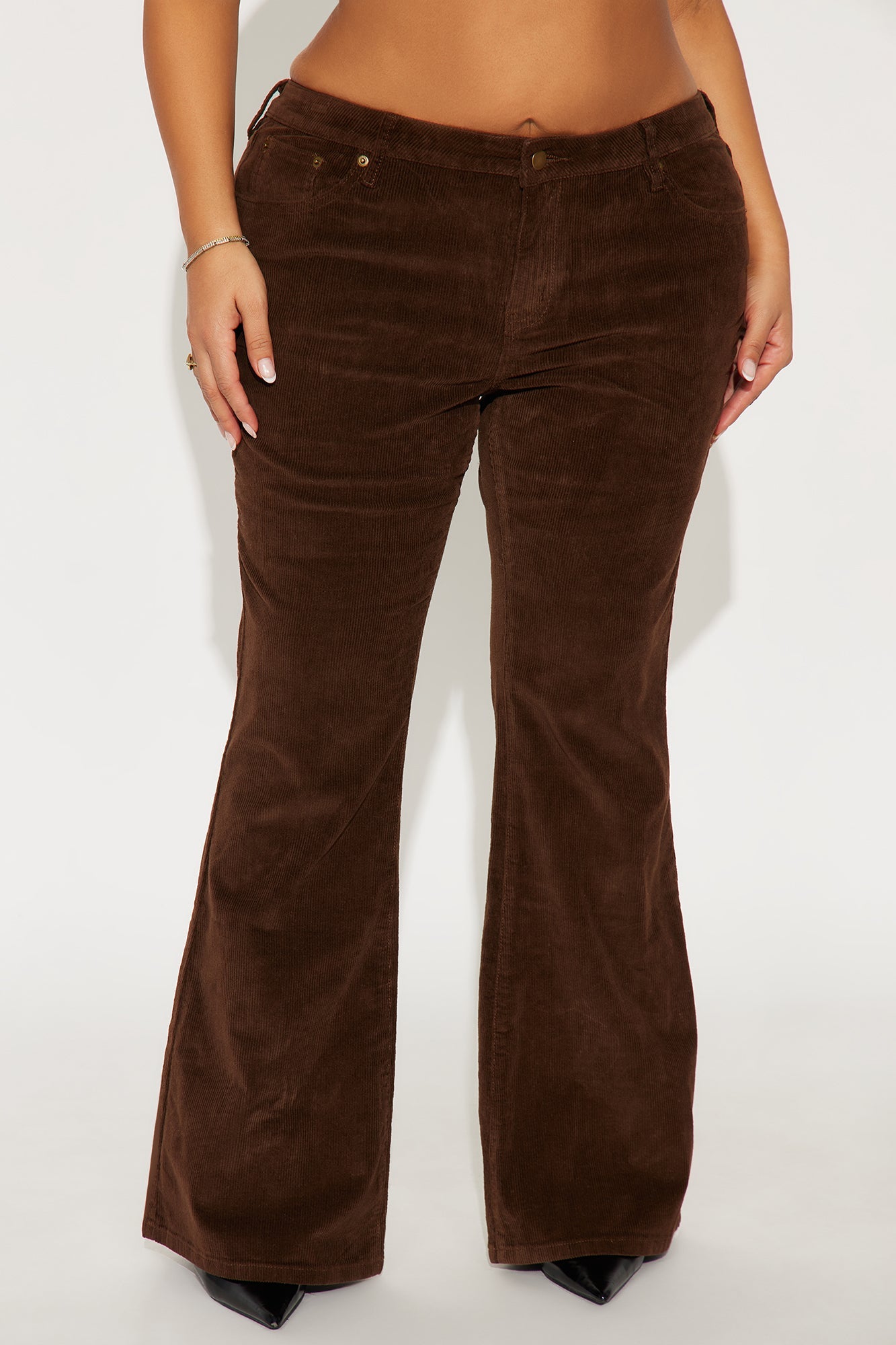 Try To Keep Up Corduroy Flare Pant 32″ - Chocolate