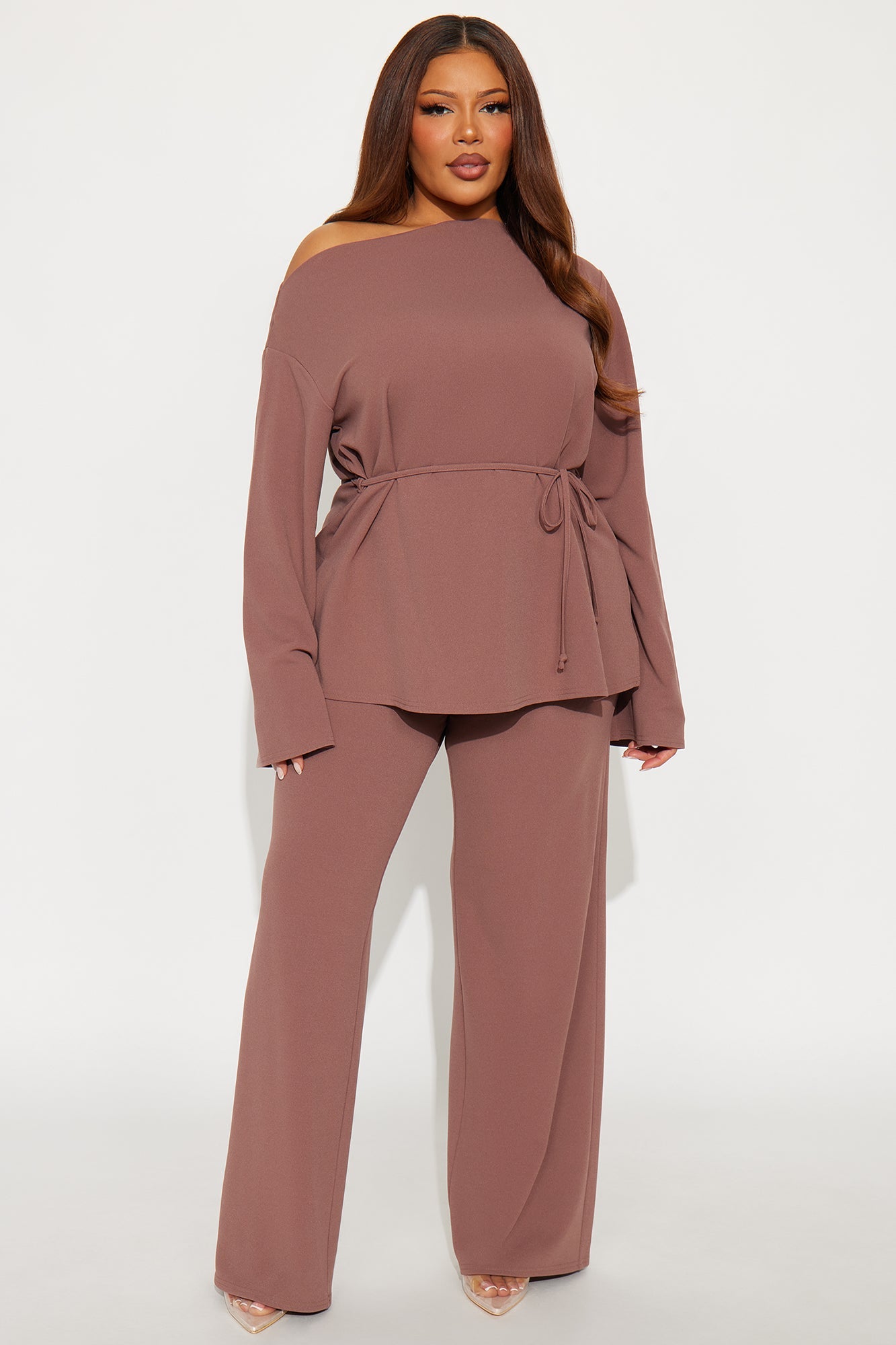 Gemma Off Shoulder Pant Set - Mauve