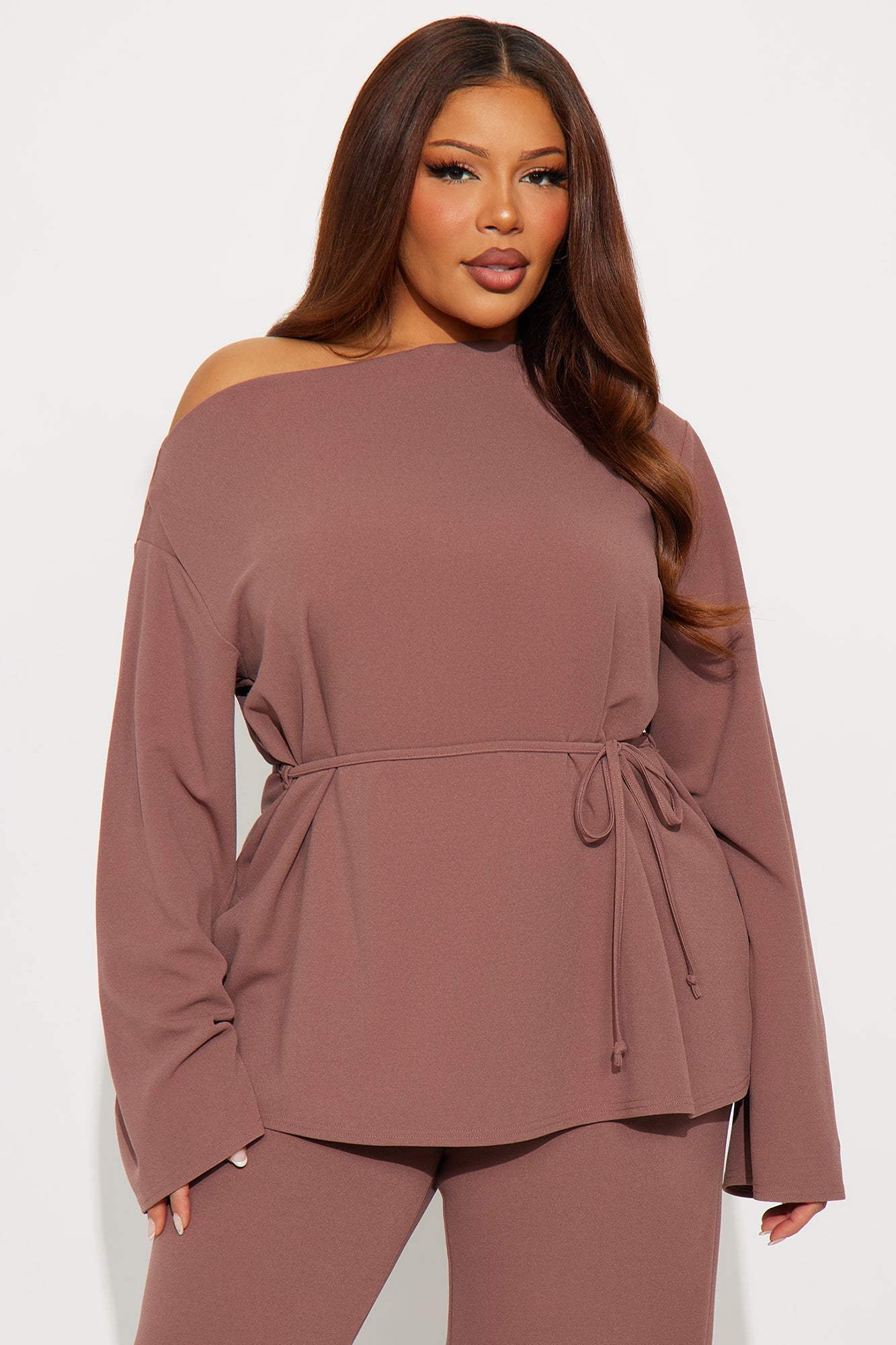 Gemma Off Shoulder Pant Set - Mauve