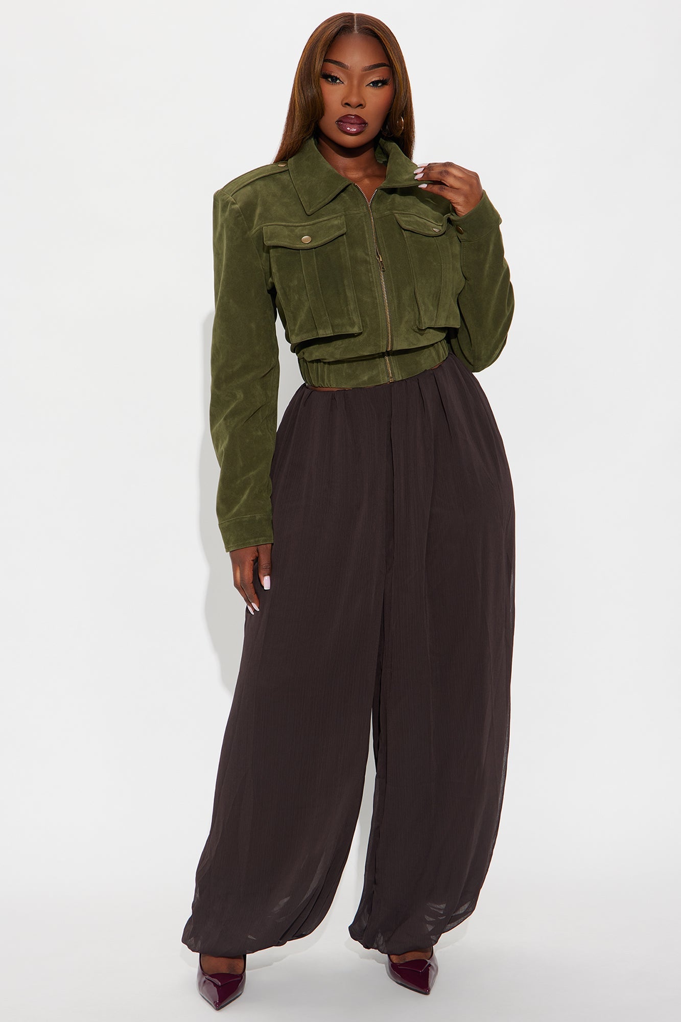 Stella Chiffon Balloon Pants 29″ - Chocolate