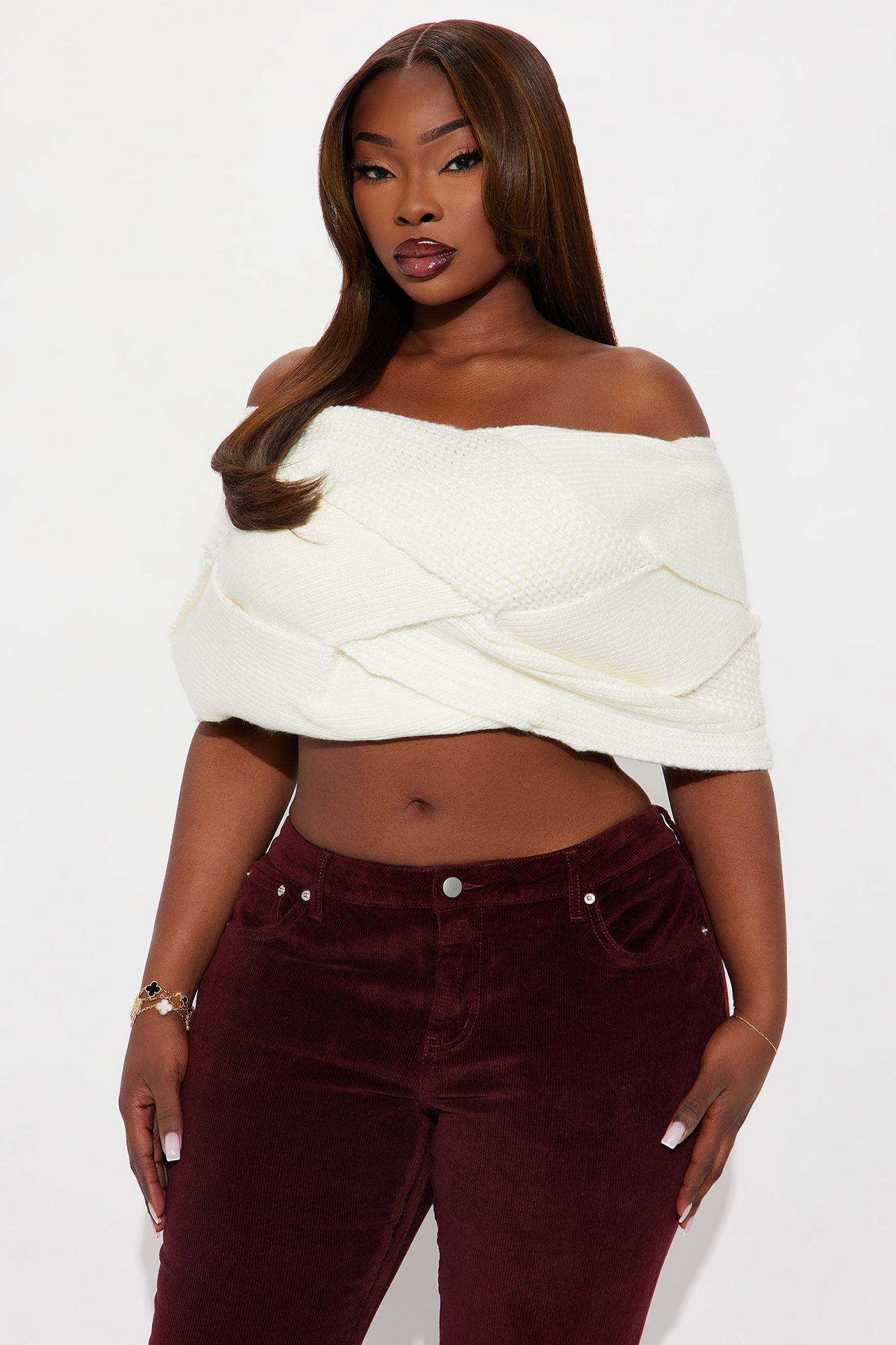 Flirt On Sight Twisted Sweater Top - Ivory